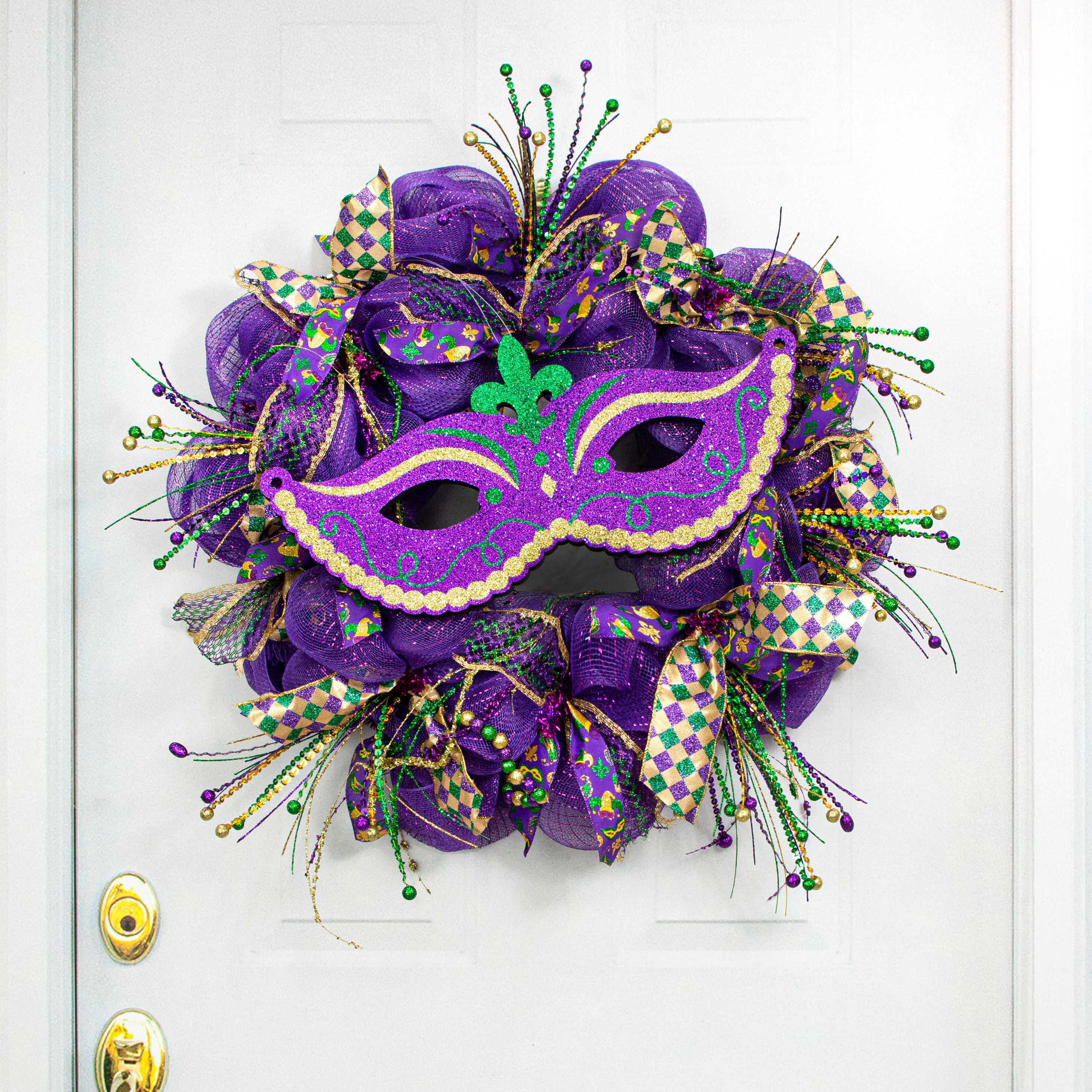 20" Glitter Polyfoam Mask Hanger: Mardi Gras