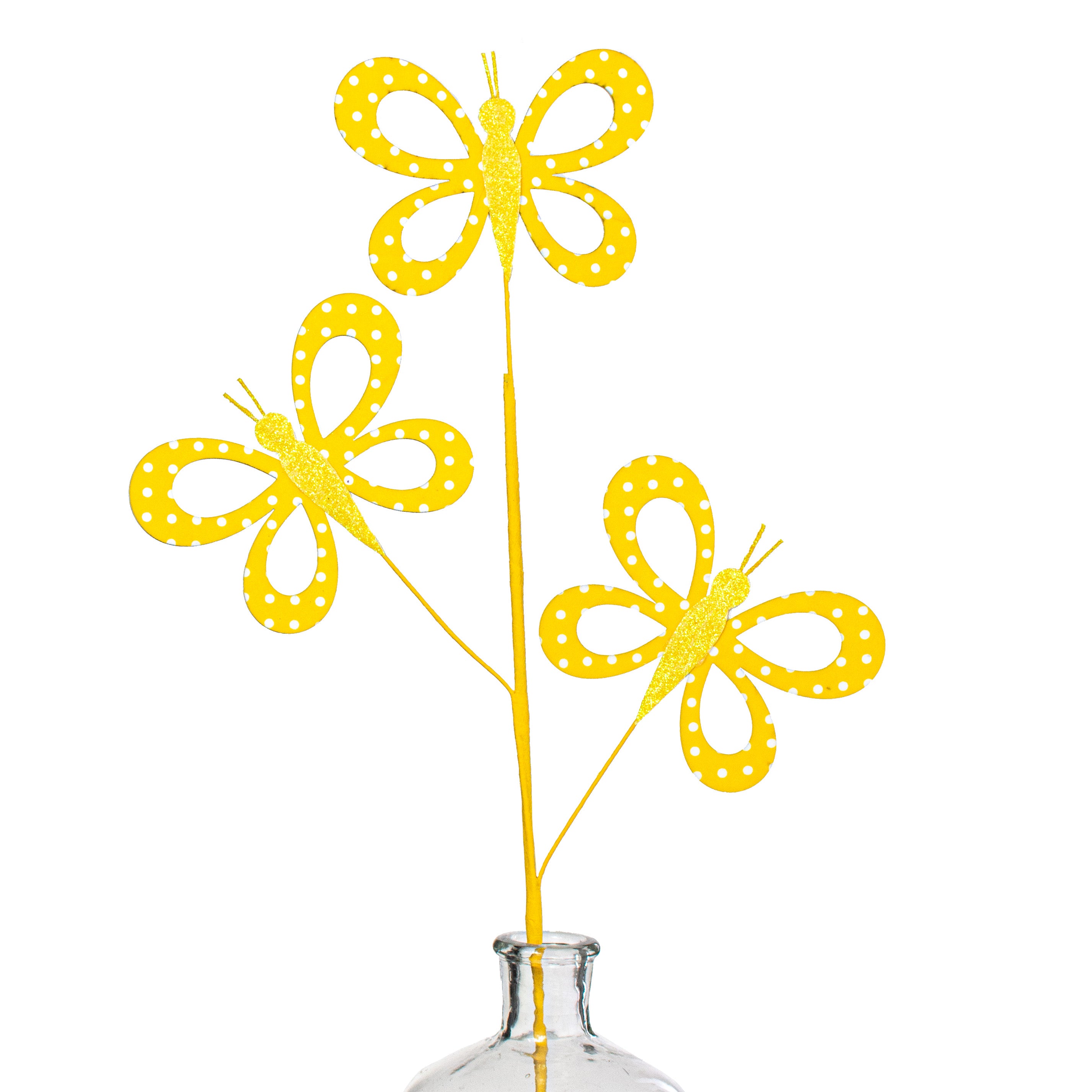 26" Fabric Hollow Butterfly Spray: Yellow
