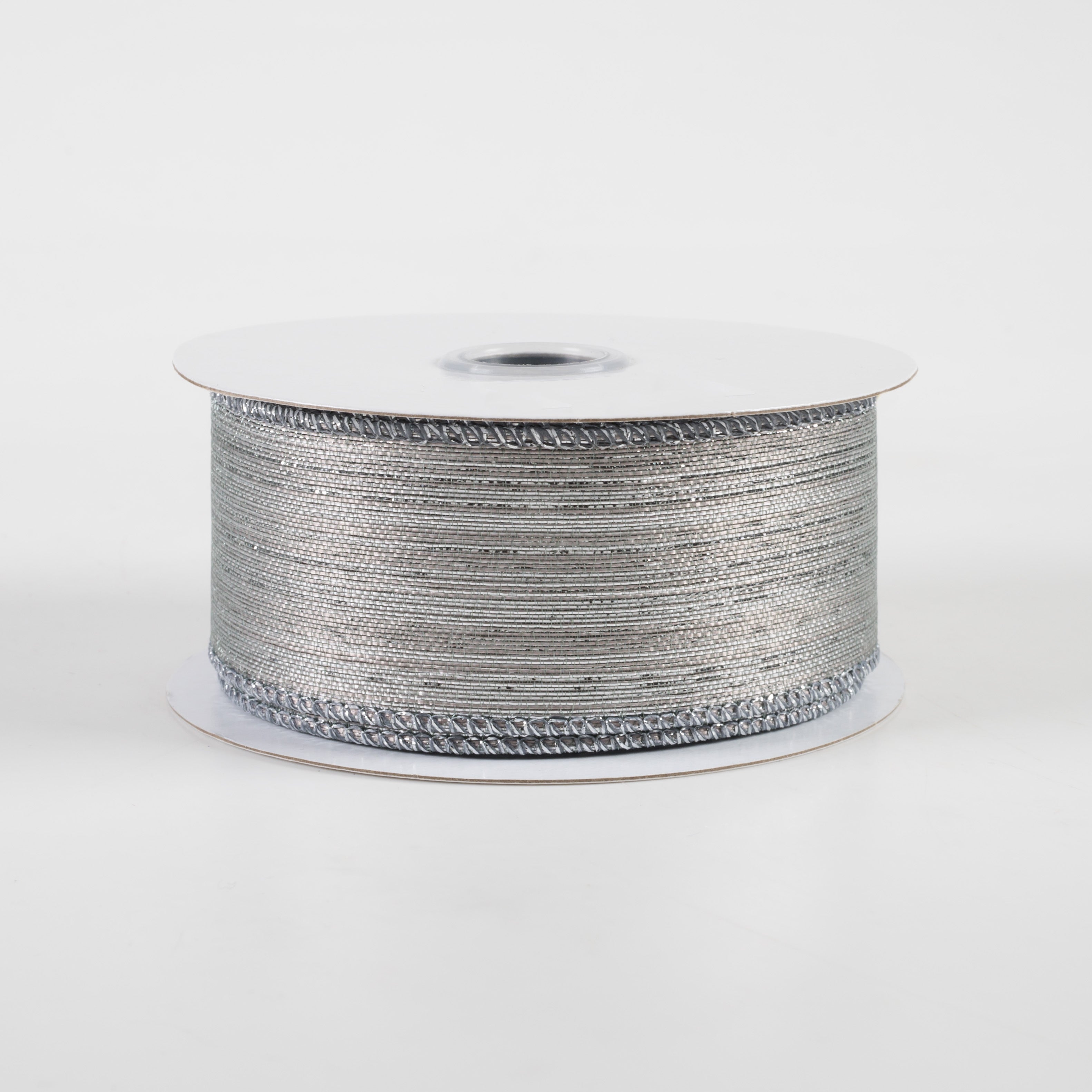 1.5" Vertical Metallic Stripe Ribbon: Pewter (10 Yards)