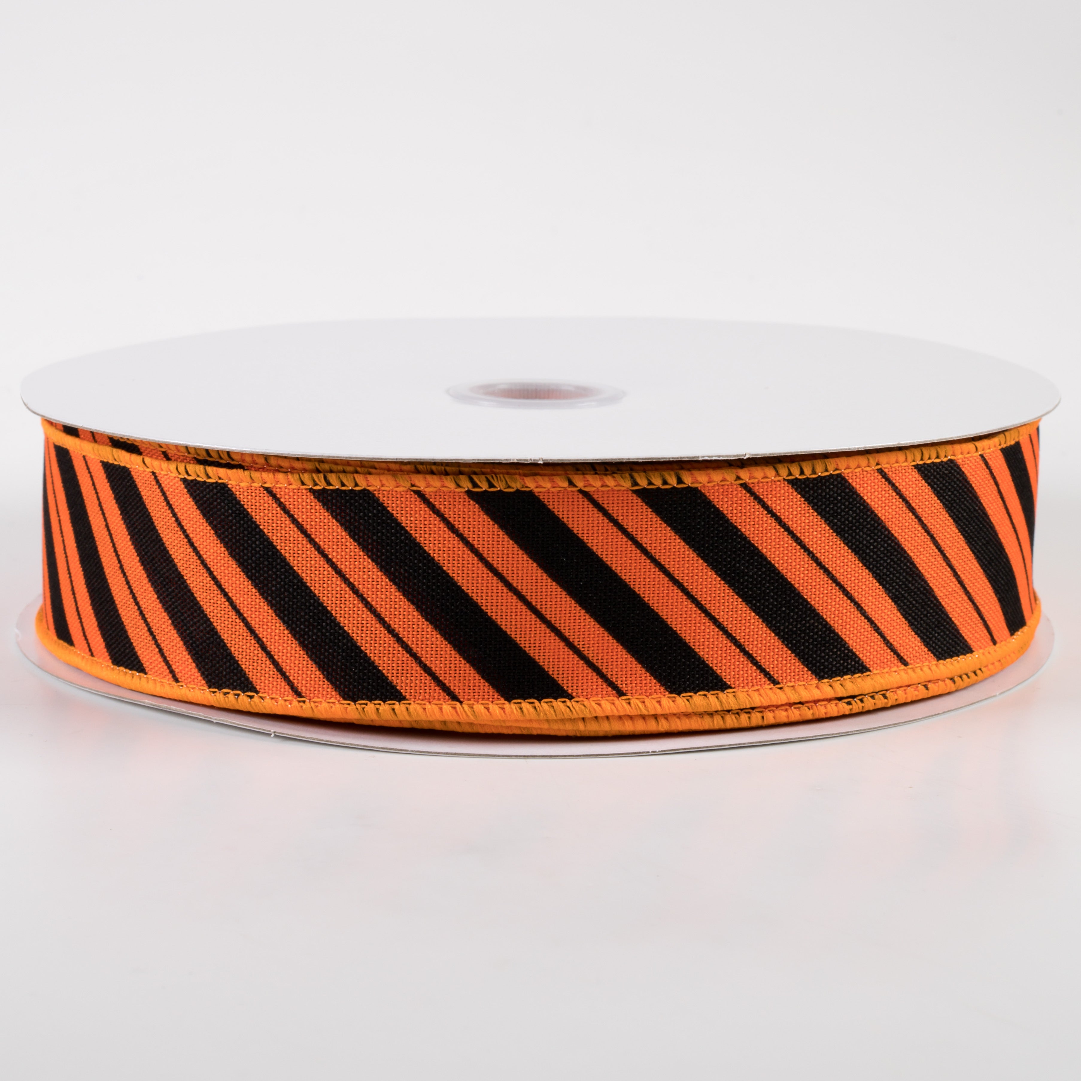 1.5" Diagonal Line Ribbon: Orange & Black (50 Yards)