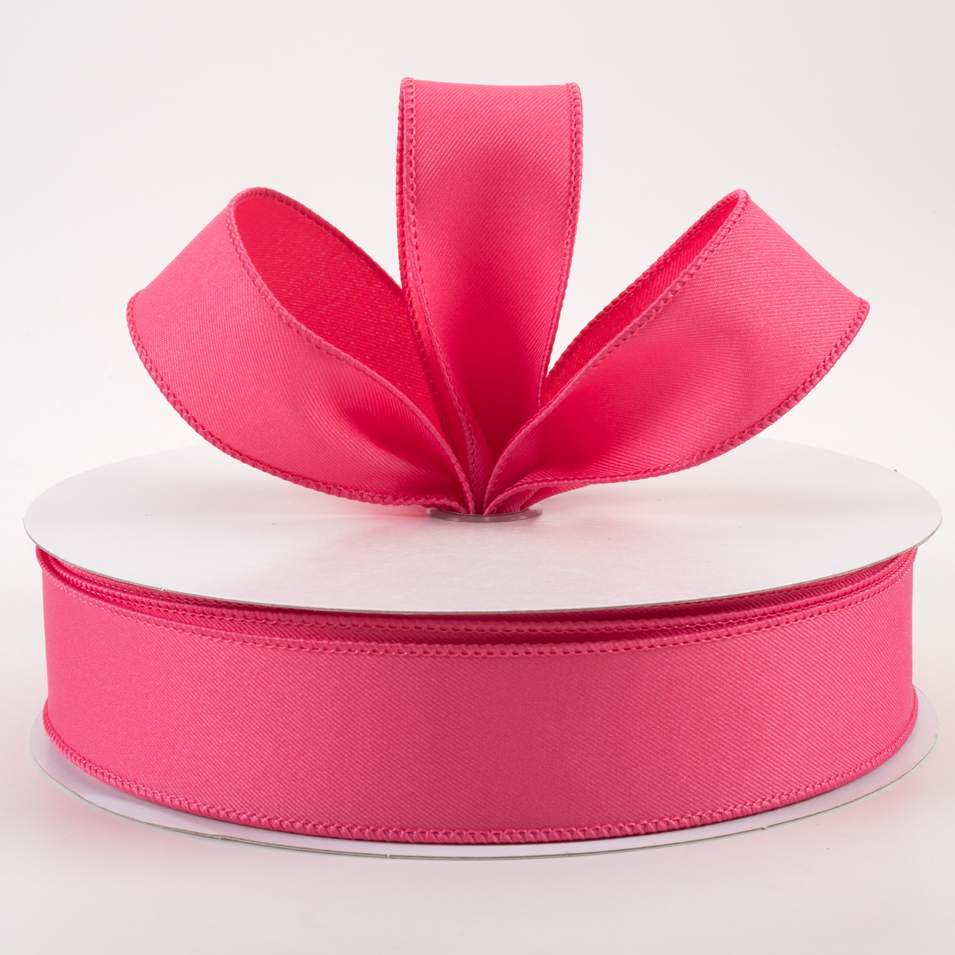 1.5" Diagonal Weave Fabric Ribbon: Hot Pink (50 Yards)