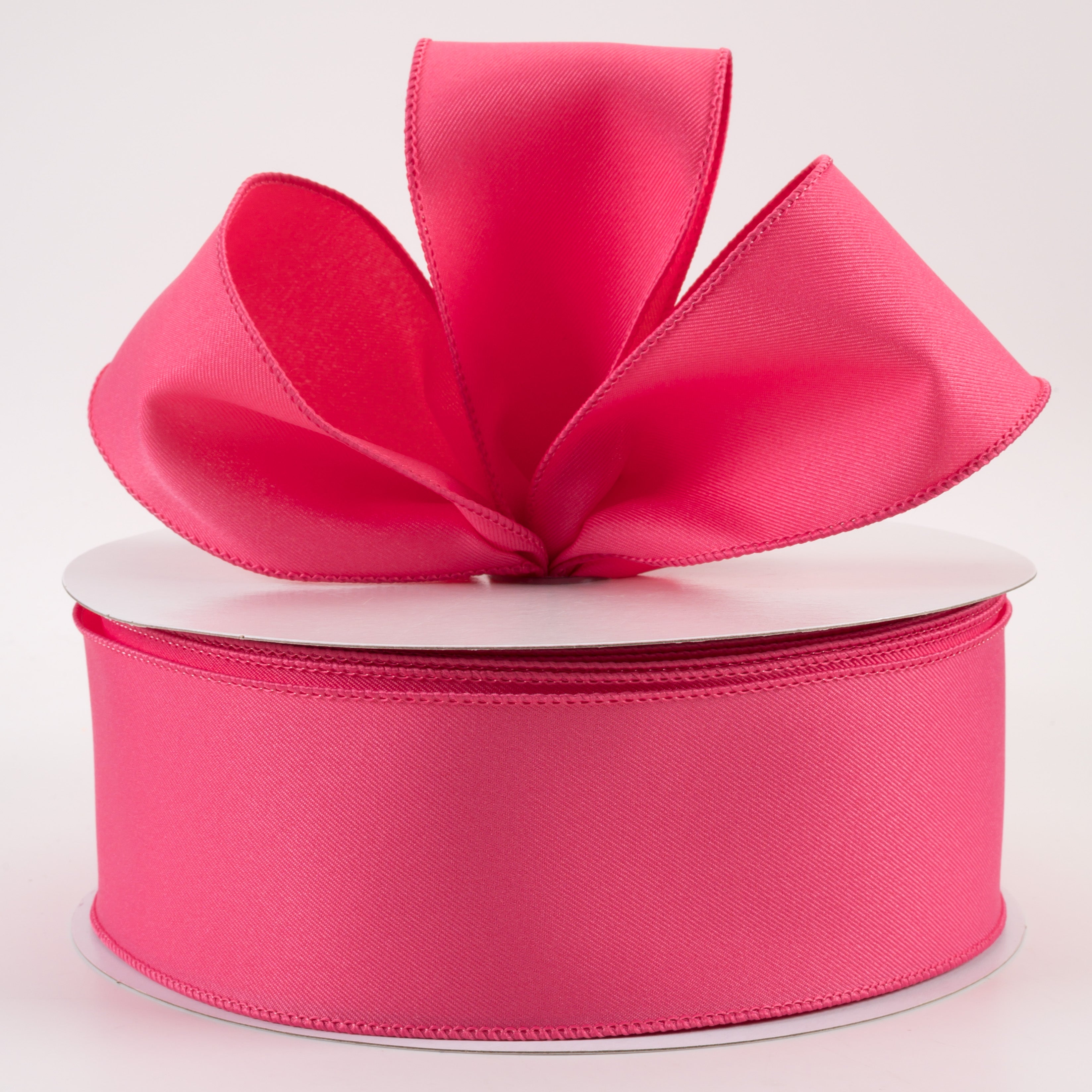 2.5" Diagonal Weave Fabric Ribbon: Hot Pink (50 Yards)