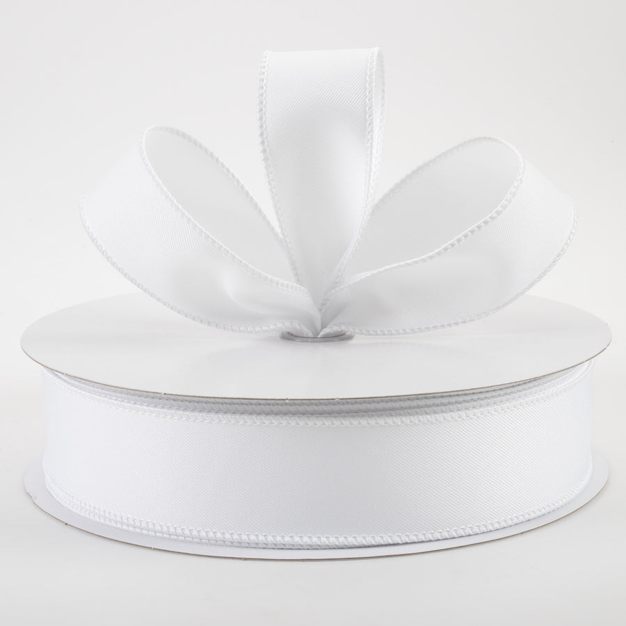 1.5" Diagonal Weave Fabric Ribbon: White (50 Yards)