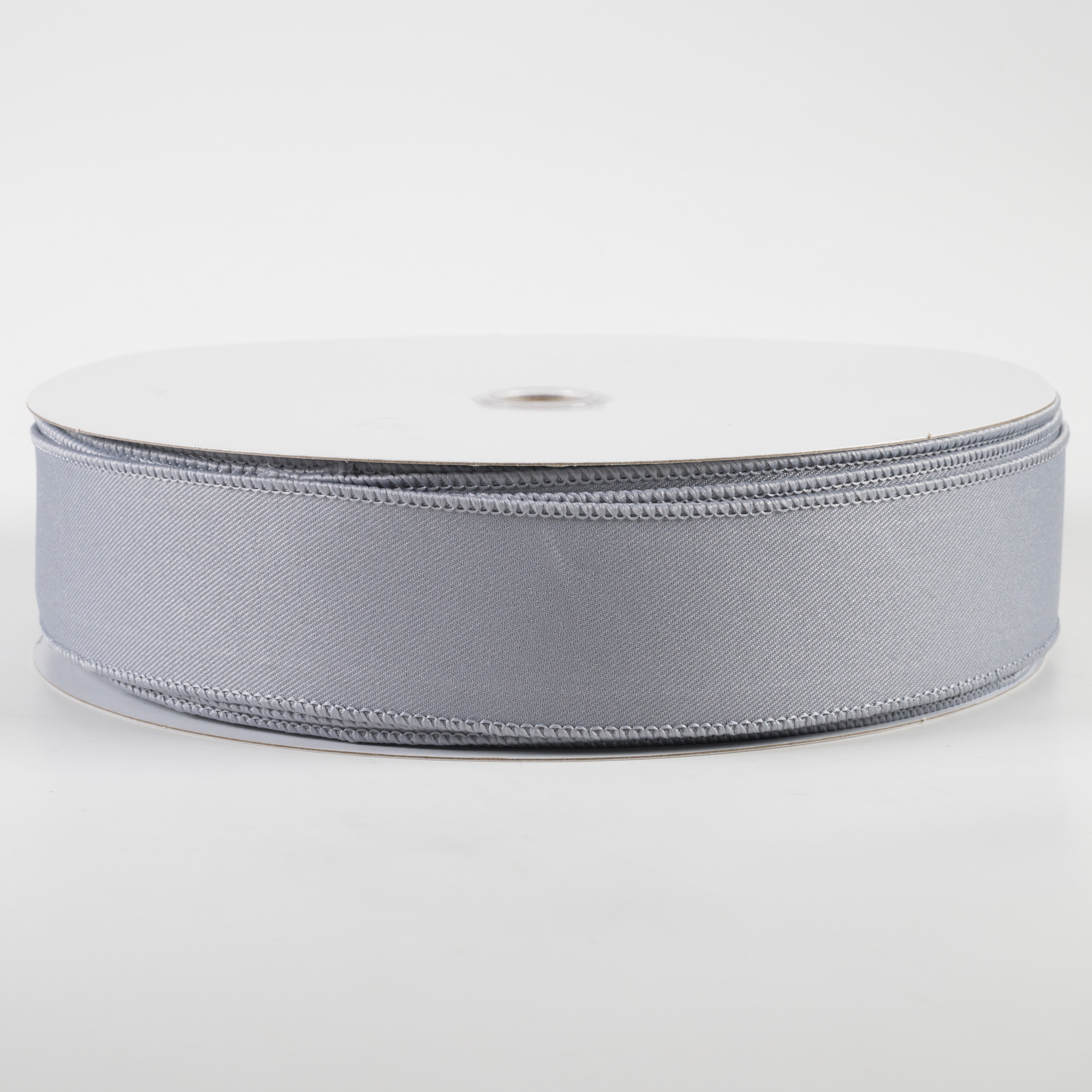 1.5" Diagonal Weave Fabric Ribbon: Grey (50 Yards)