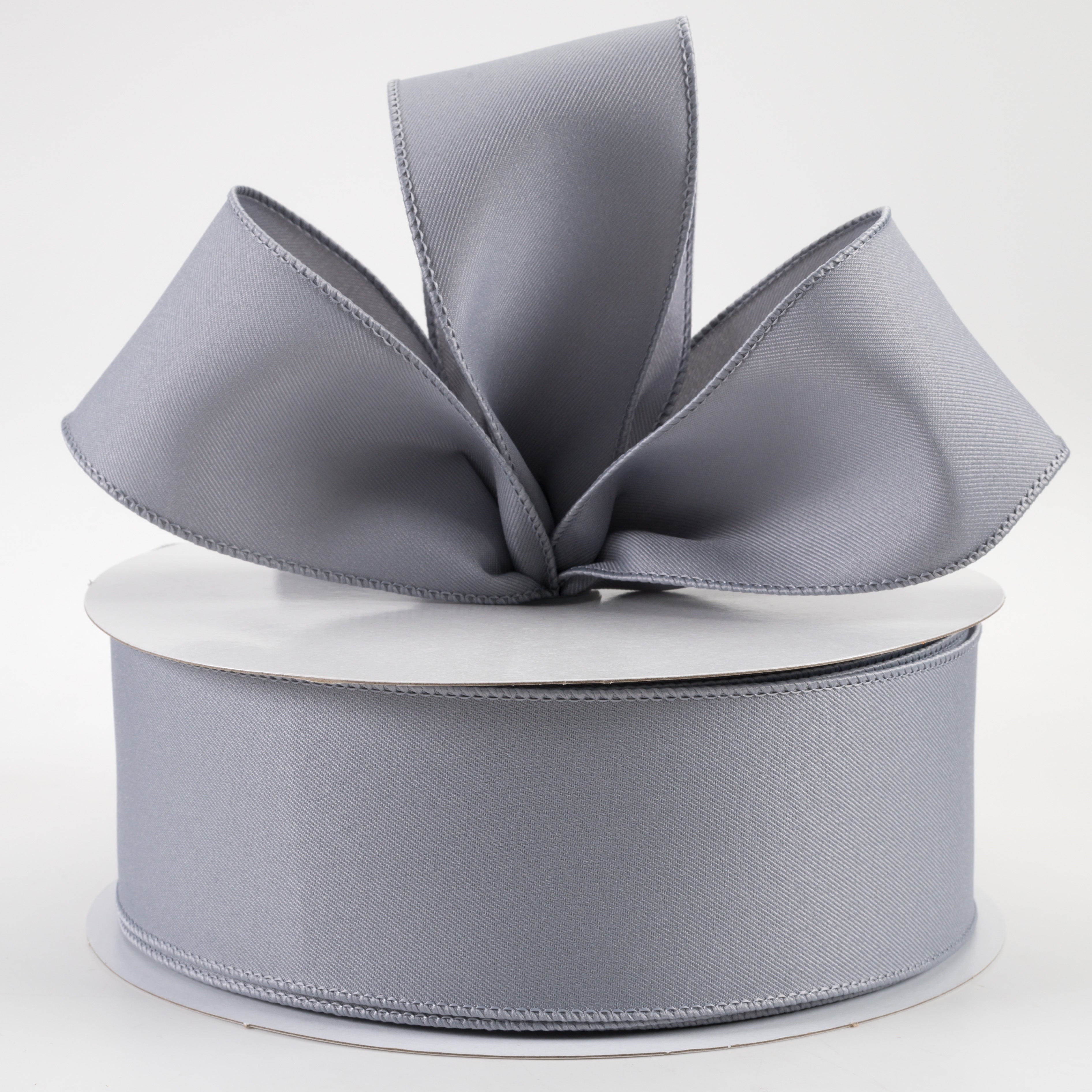 2.5" Diagonal Weave Fabric Ribbon: Grey (50 Yards)