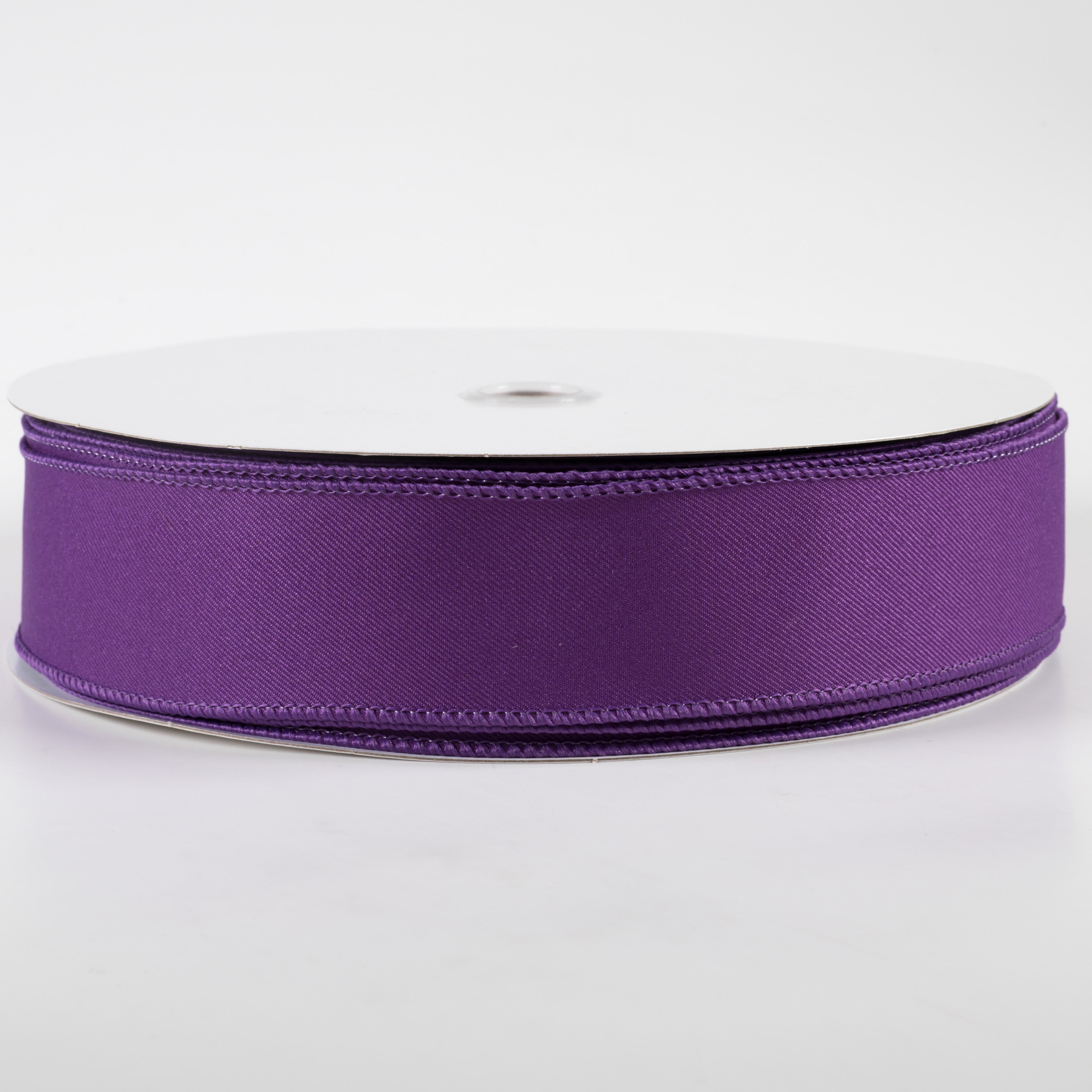 1.5" Diagonal Weave Fabric Ribbon: Purple (50 Yards)