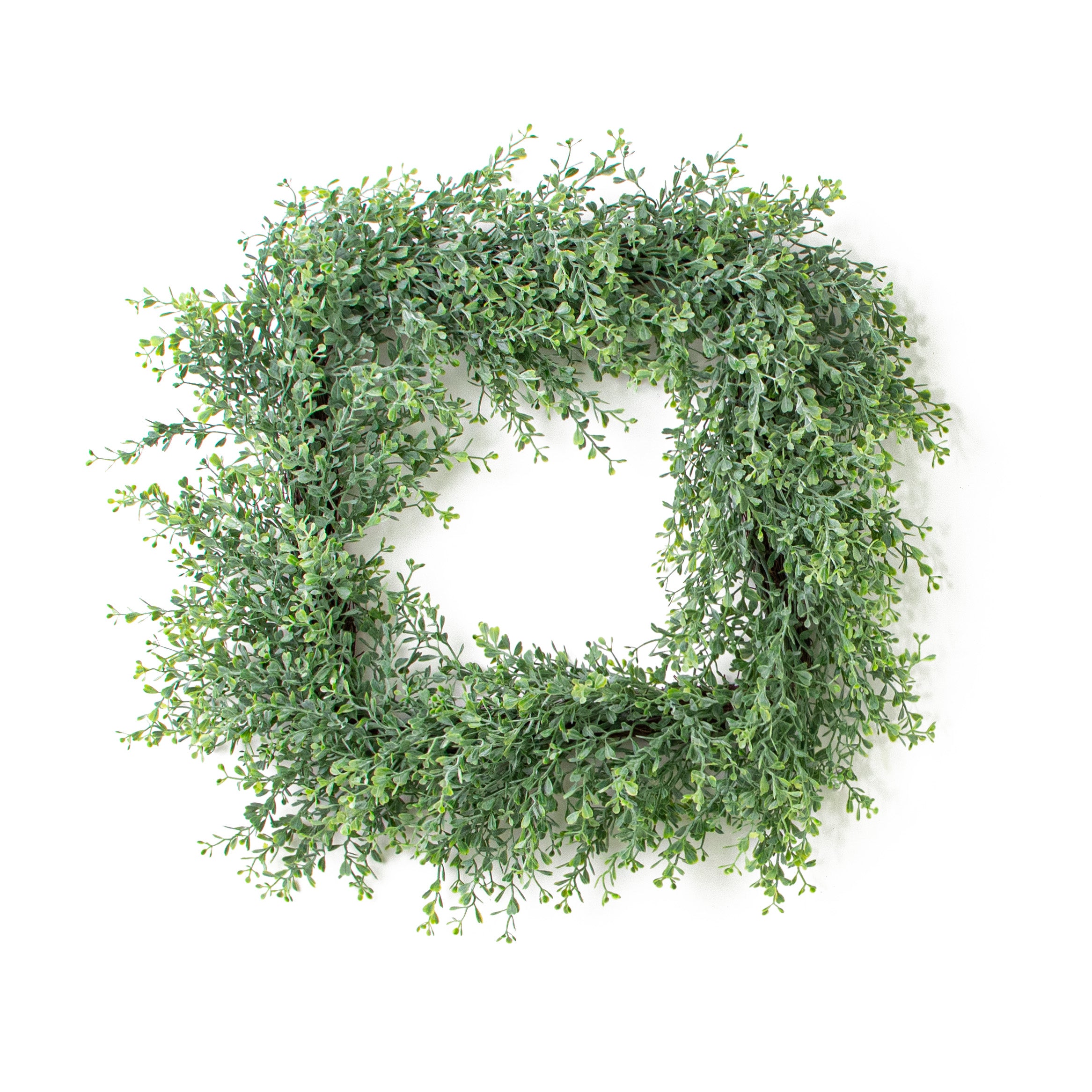 18" Square Boxwood Wreath: Dusty Green