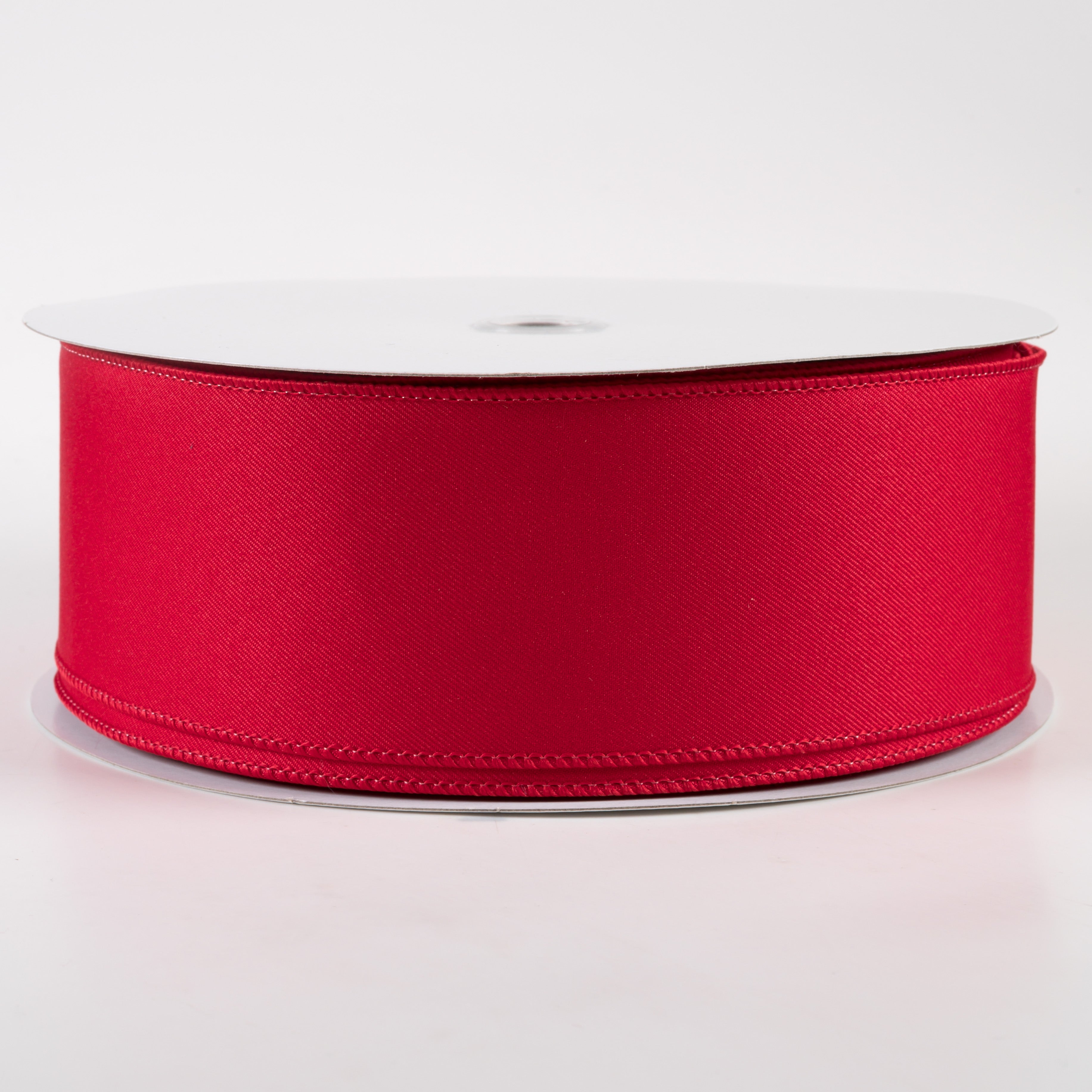2.5" Diagonal Weave Fabric Ribbon: Red (50 Yards)