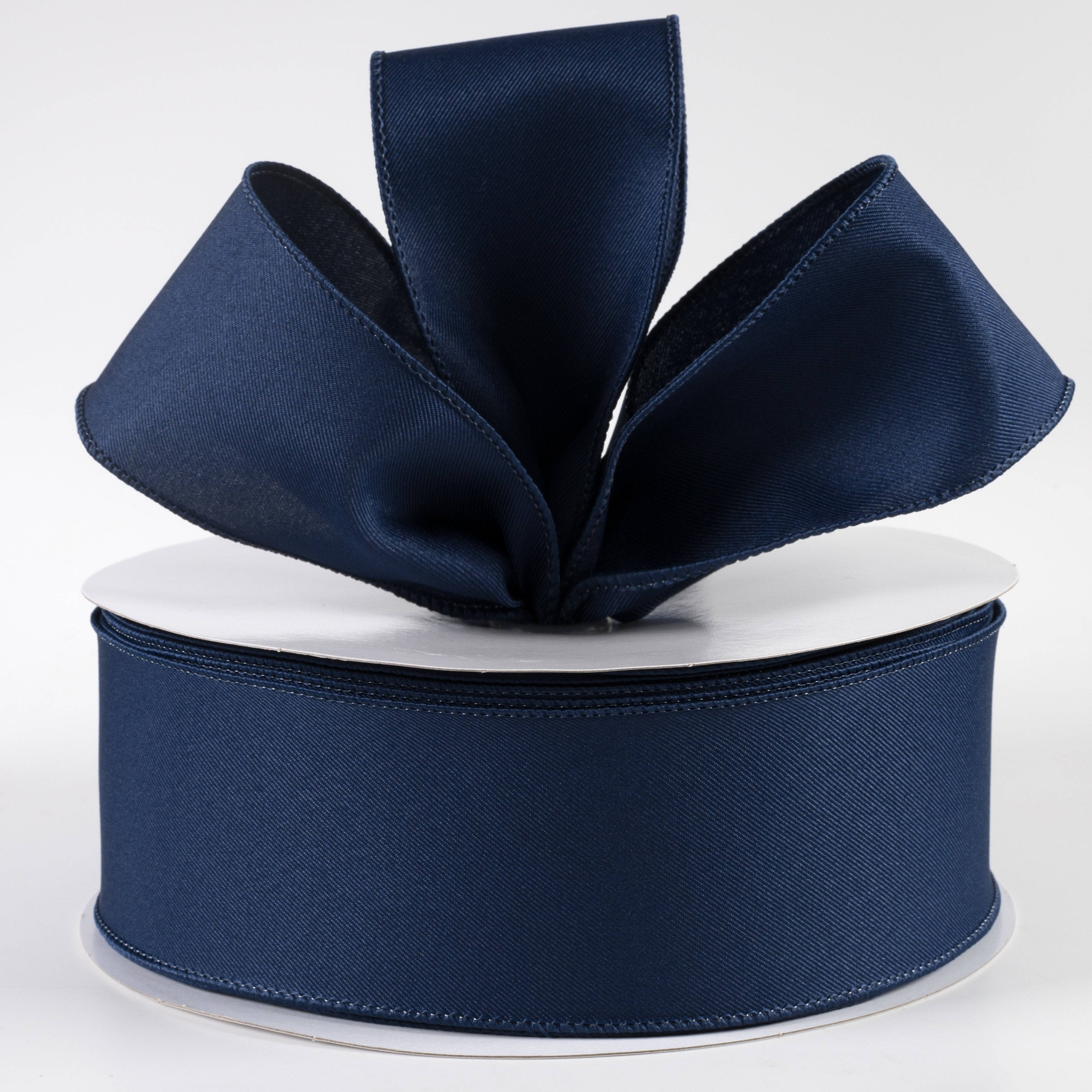 2.5" Diagonal Weave Fabric Ribbon: Navy Blue (50 Yards)
