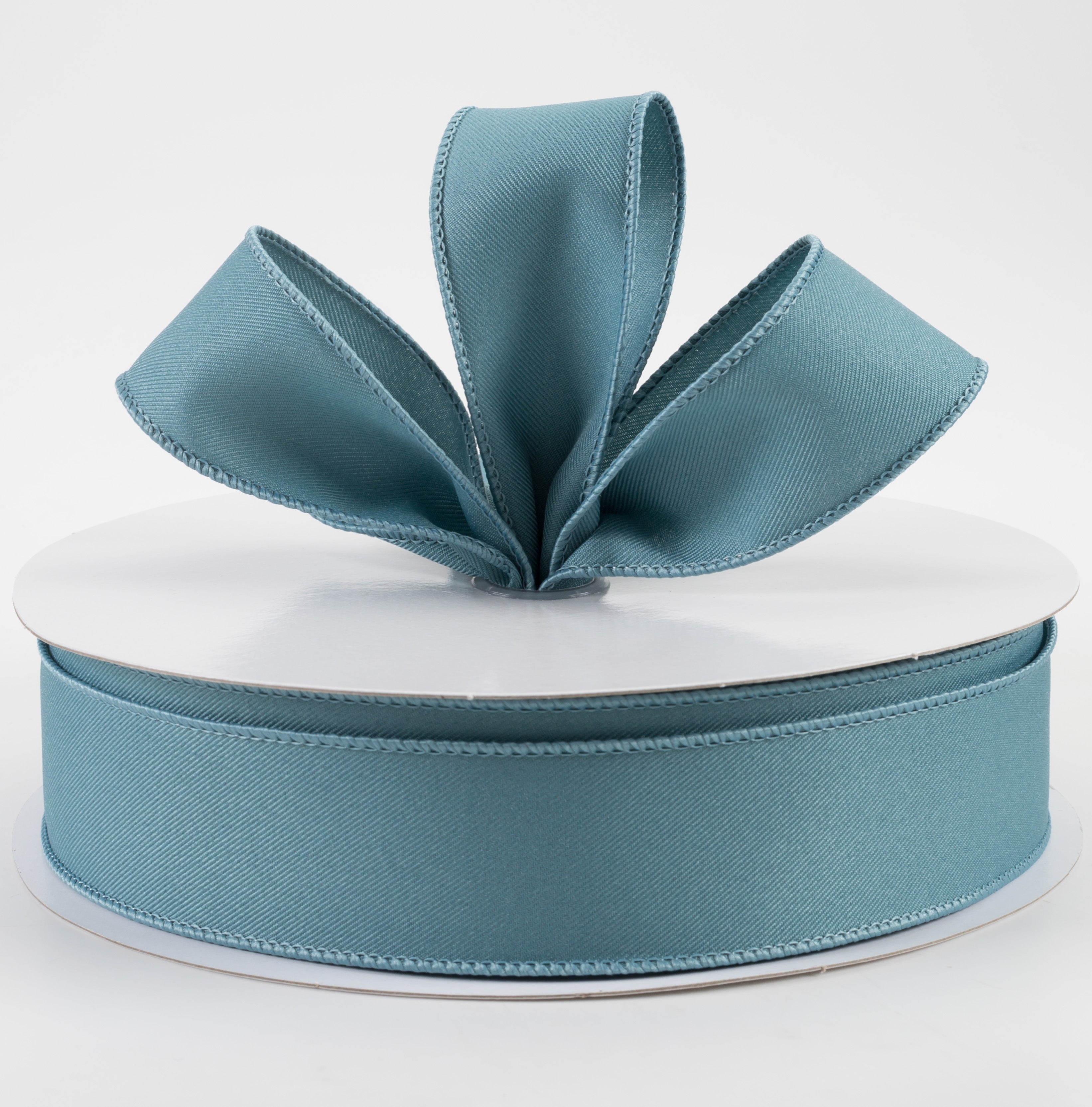 1.5" Diagonal Weave Fabric Ribbon: Smoke Blue (50 Yards)