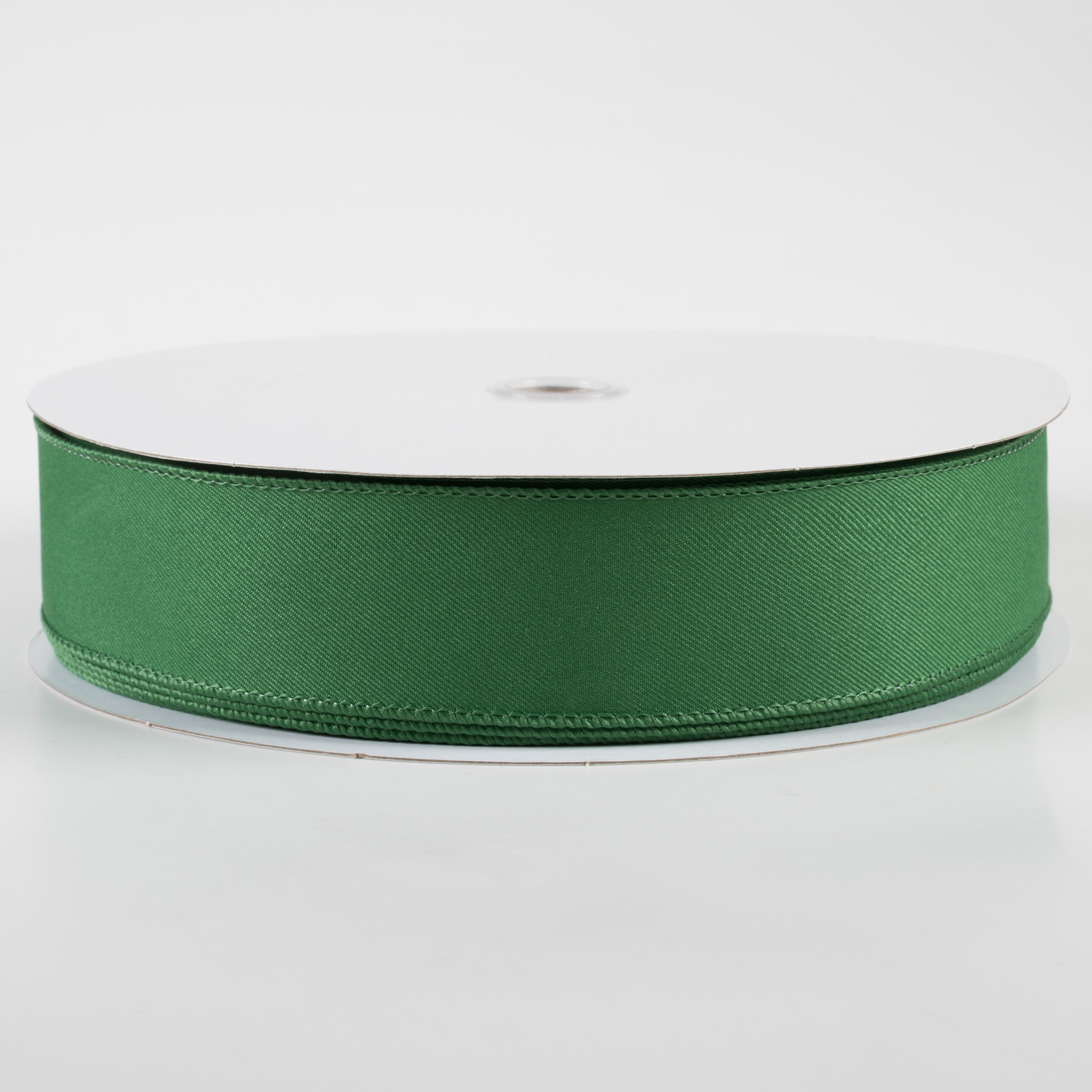 1.5" Diagonal Weave Fabric Ribbon: Emerald Green (50 Yards)