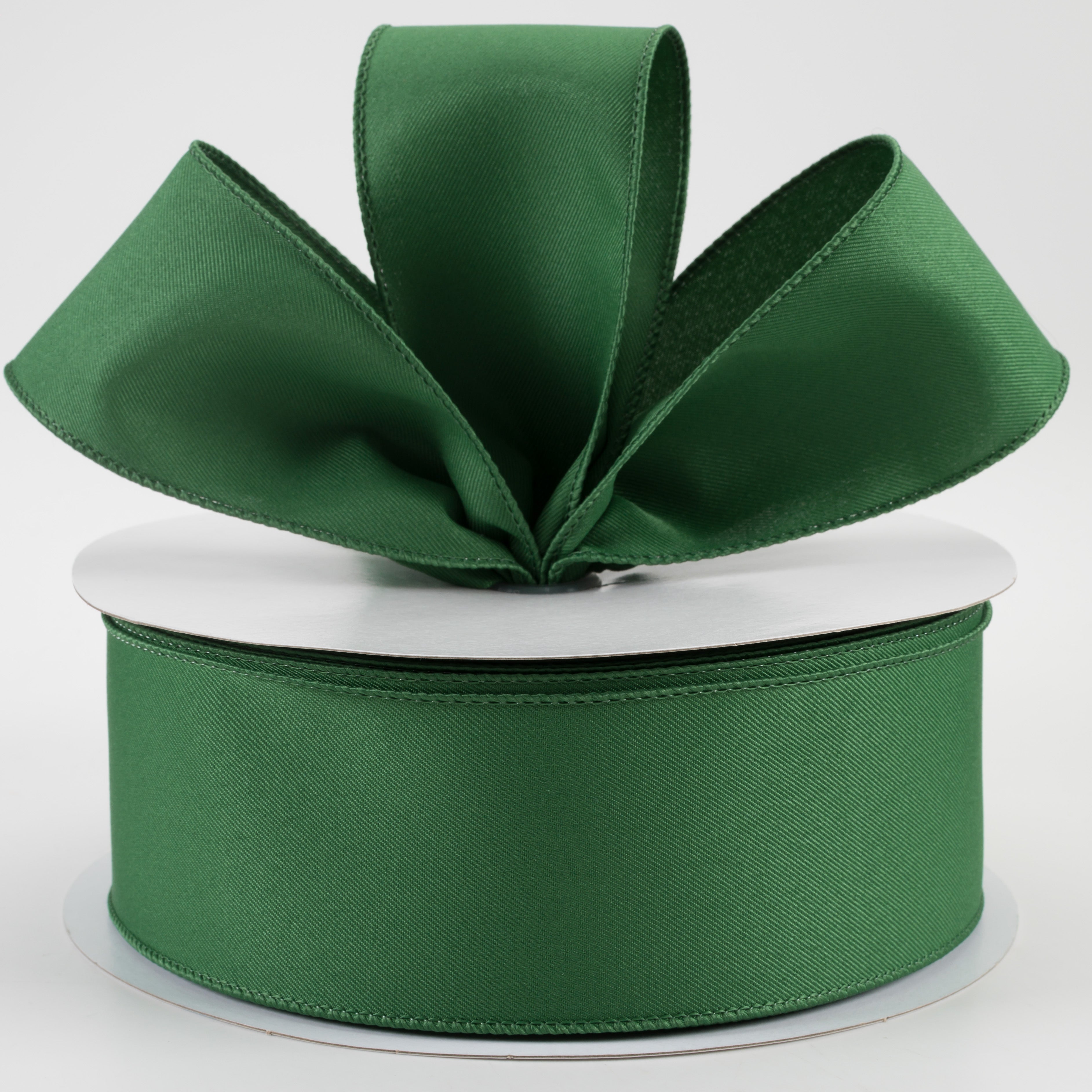 2.5" Diagonal Weave Fabric Ribbon: Emerald Green (50 Yards)