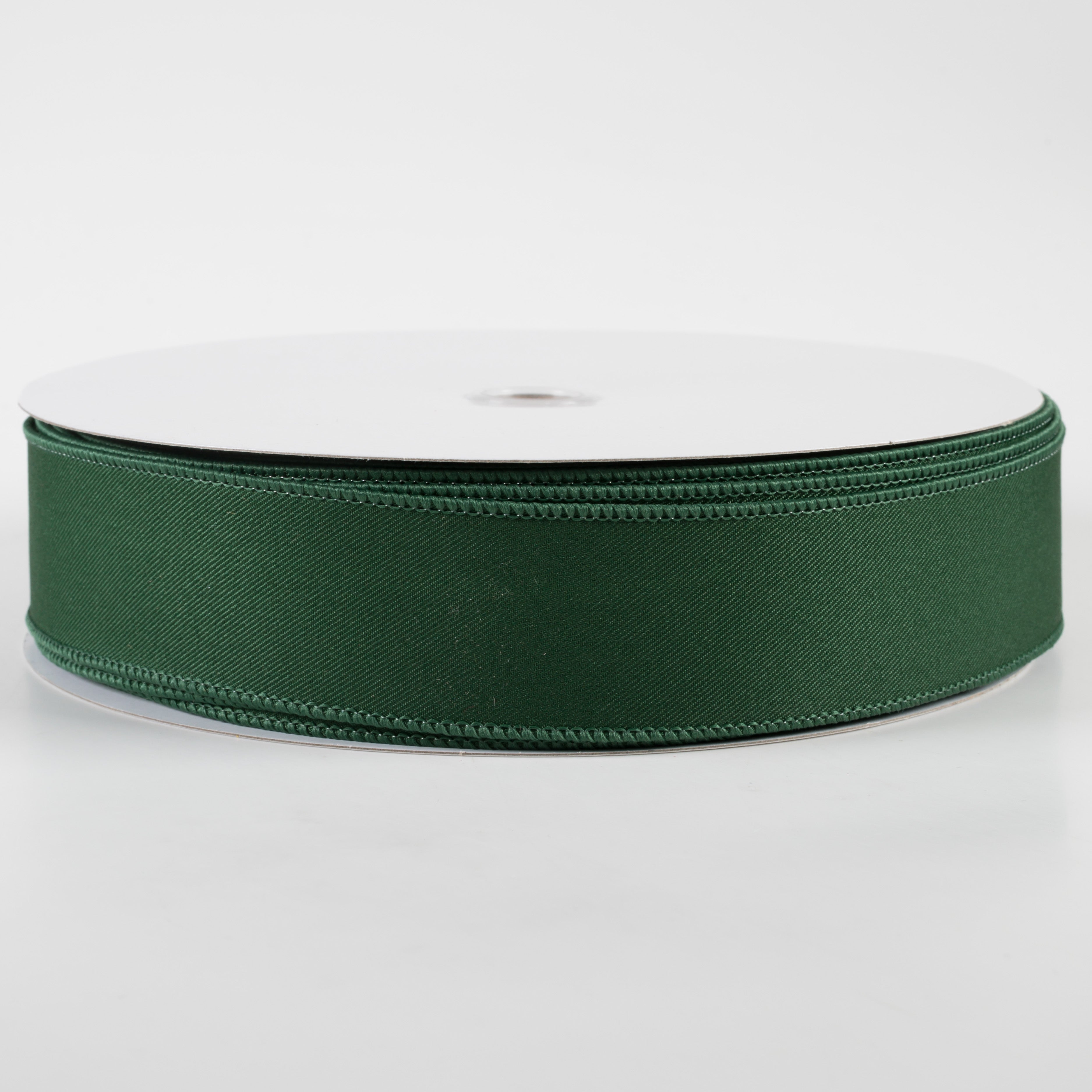 1.5" Diagonal Weave Fabric Ribbon: Hunter Green (50 Yards)