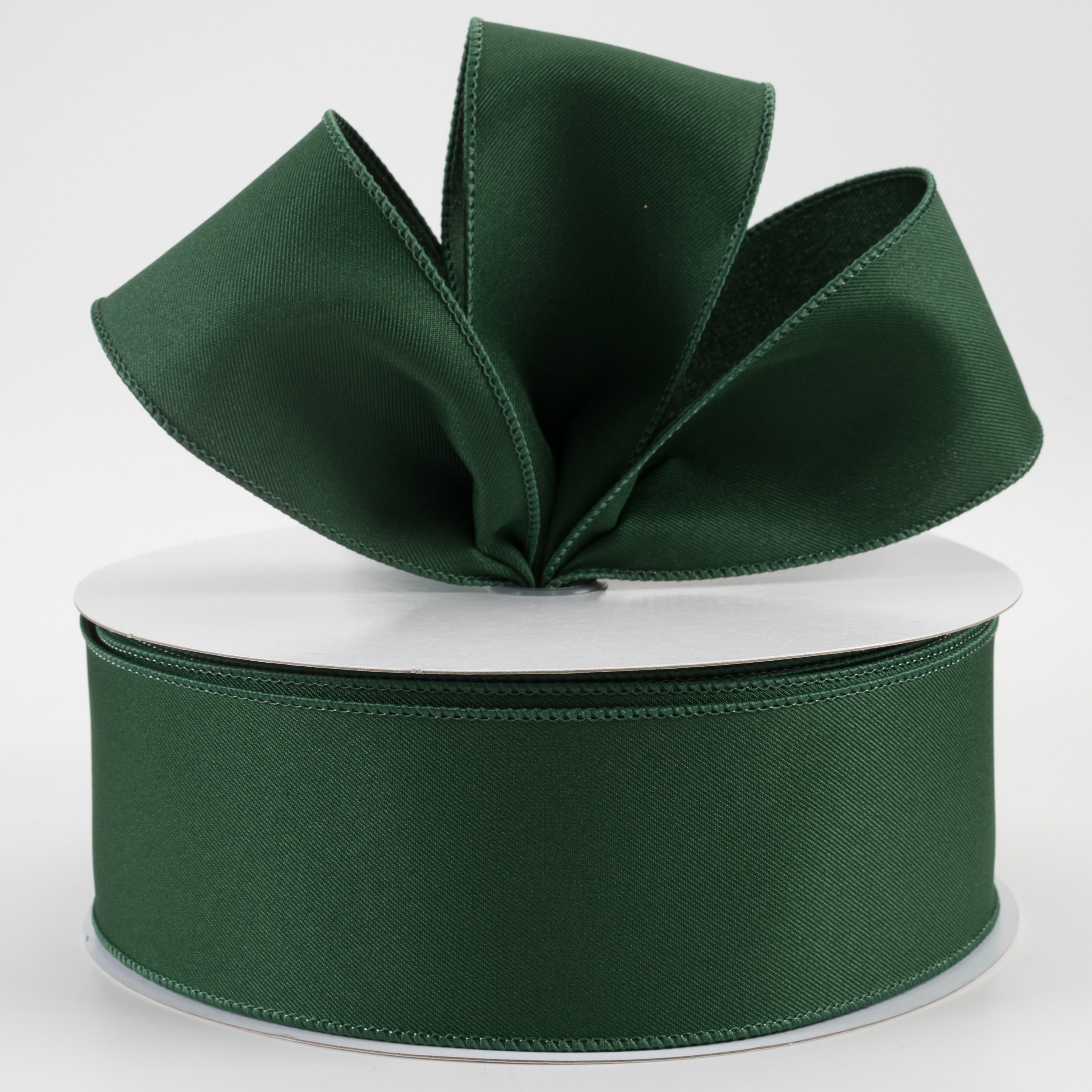 2.5" Diagonal Weave Fabric Ribbon: Hunter Green (50 Yards)