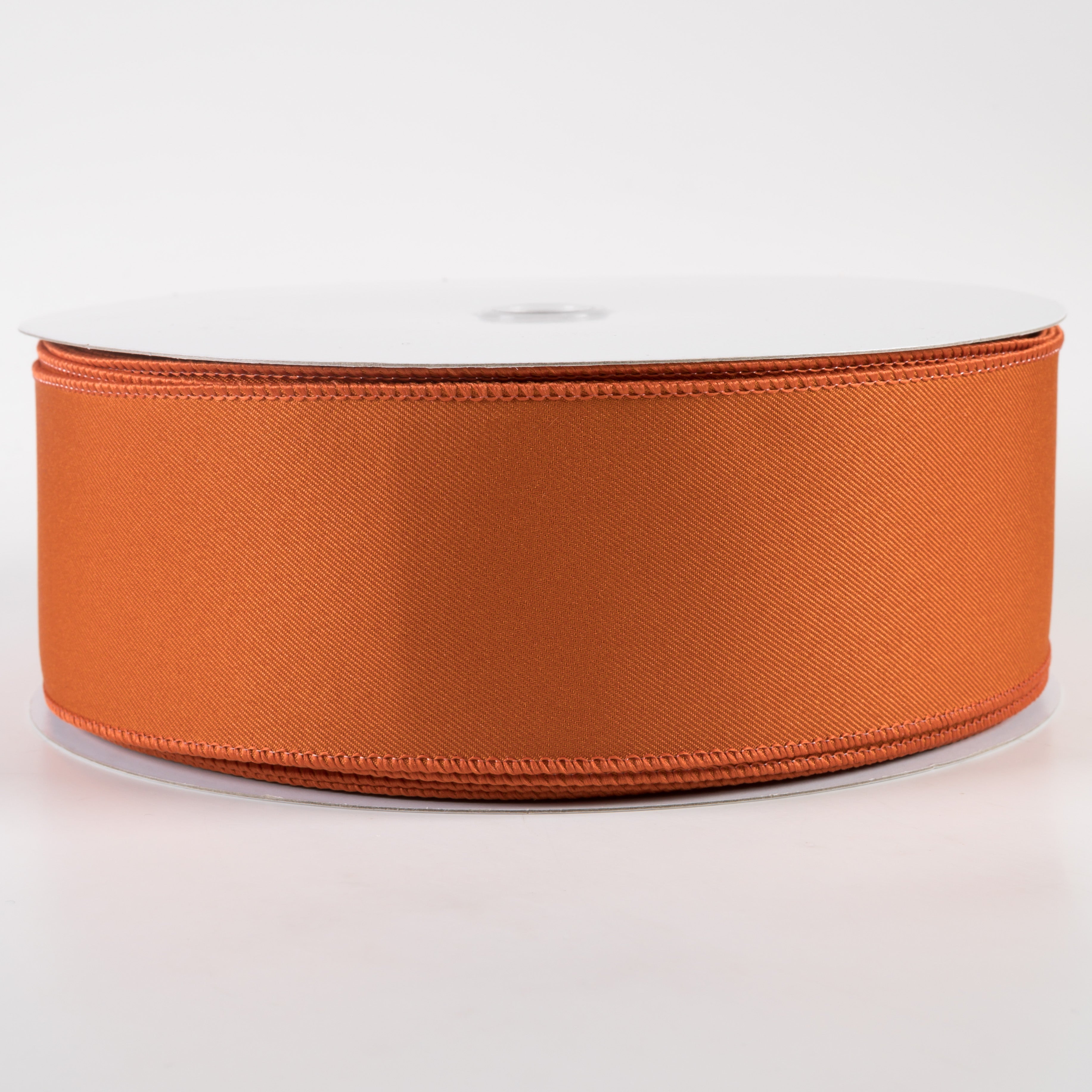 2.5" Diagonal Weave Fabric Ribbon: Autumn Orange (50 Yards)