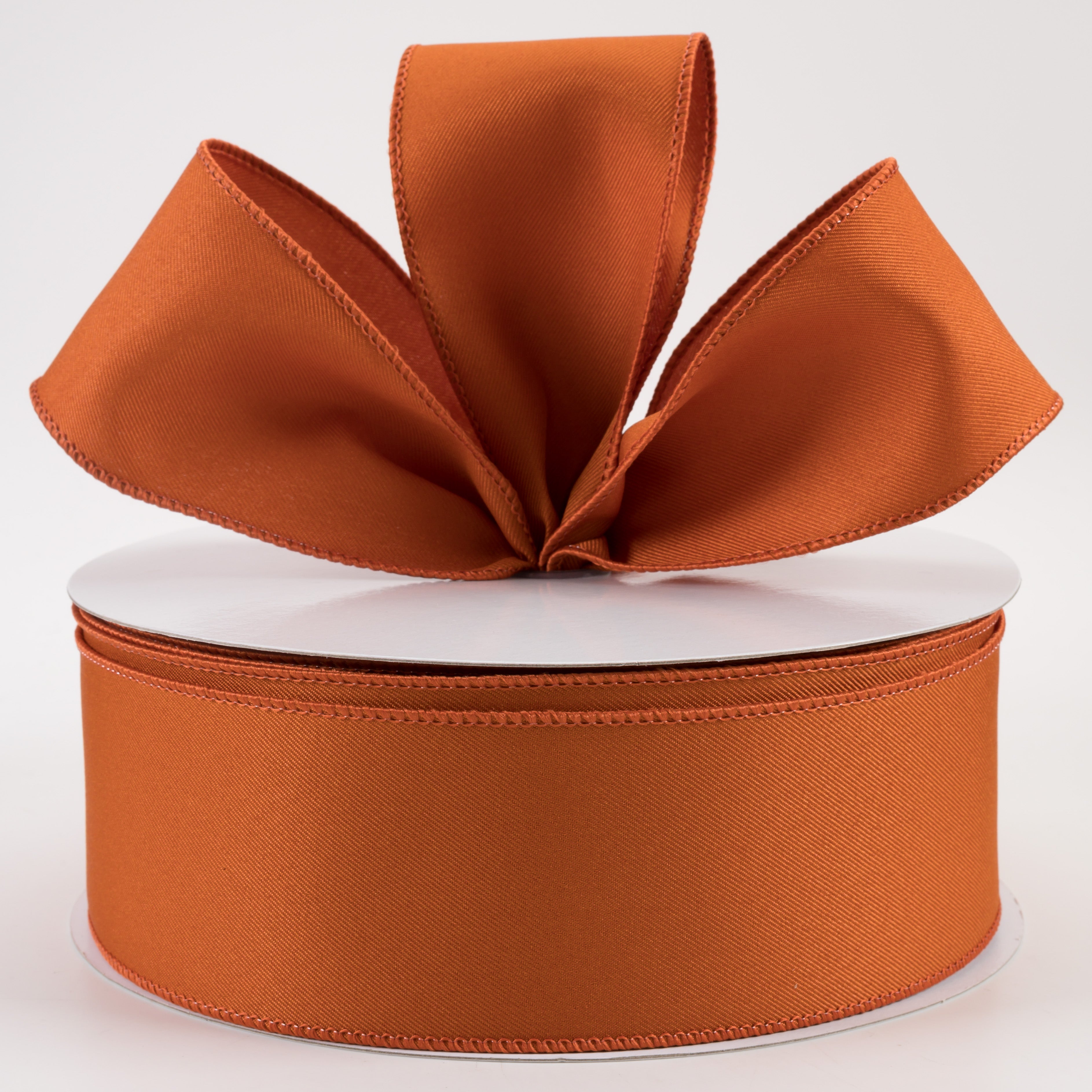 2.5" Diagonal Weave Fabric Ribbon: Autumn Orange (50 Yards)