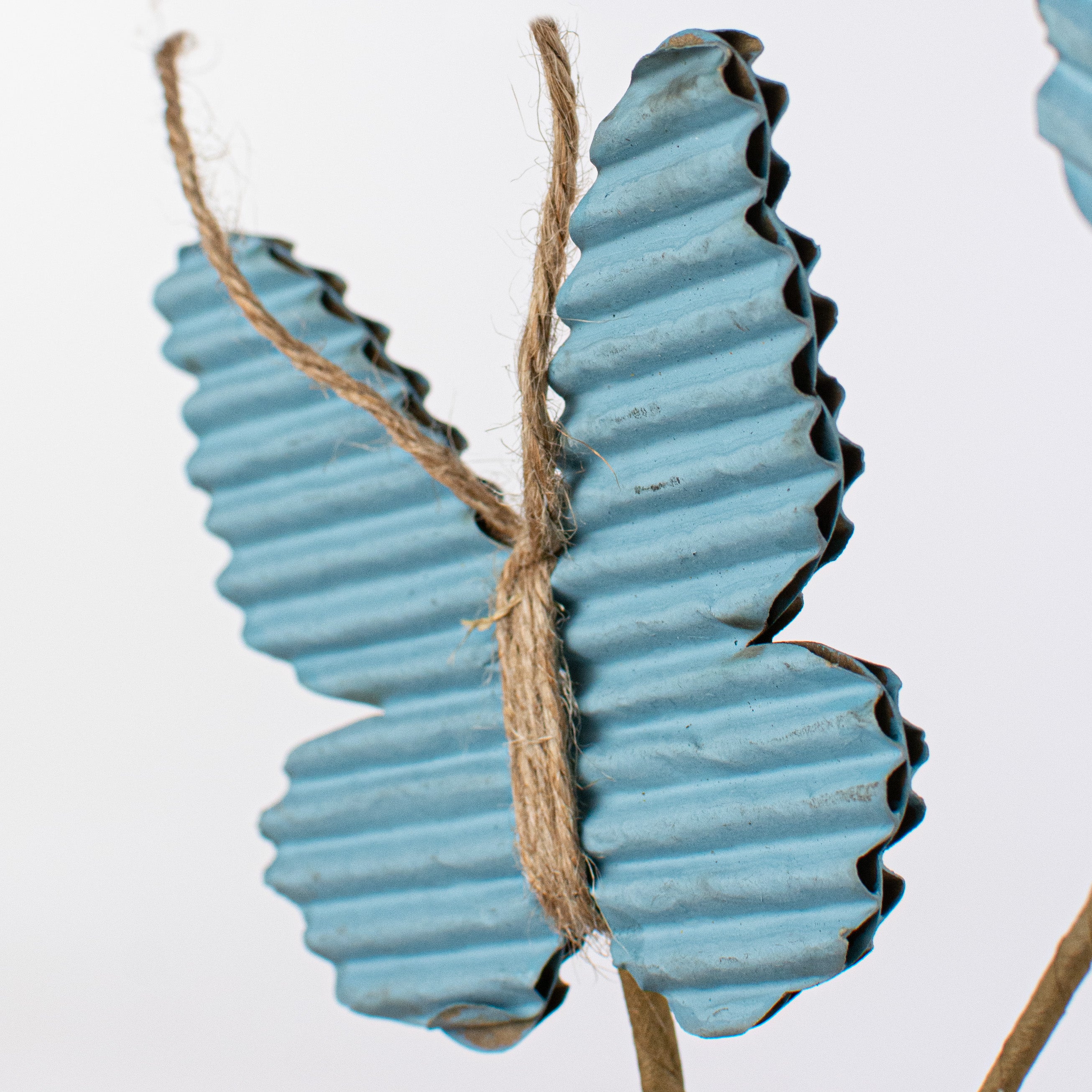 21" Rustic Corrugated Butterfly Pick: Blue