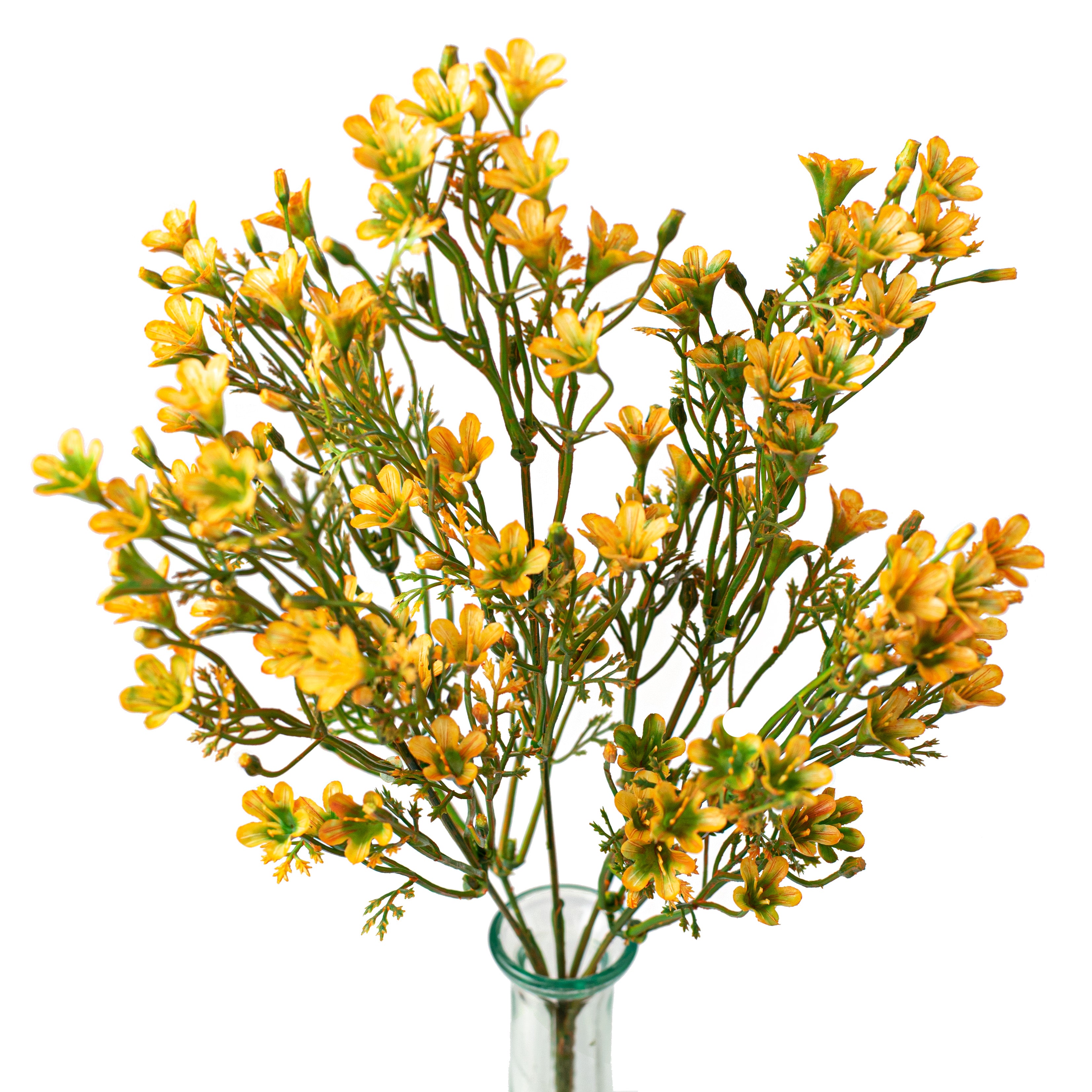 14" Plastic Wax Flower Bush: Yellow