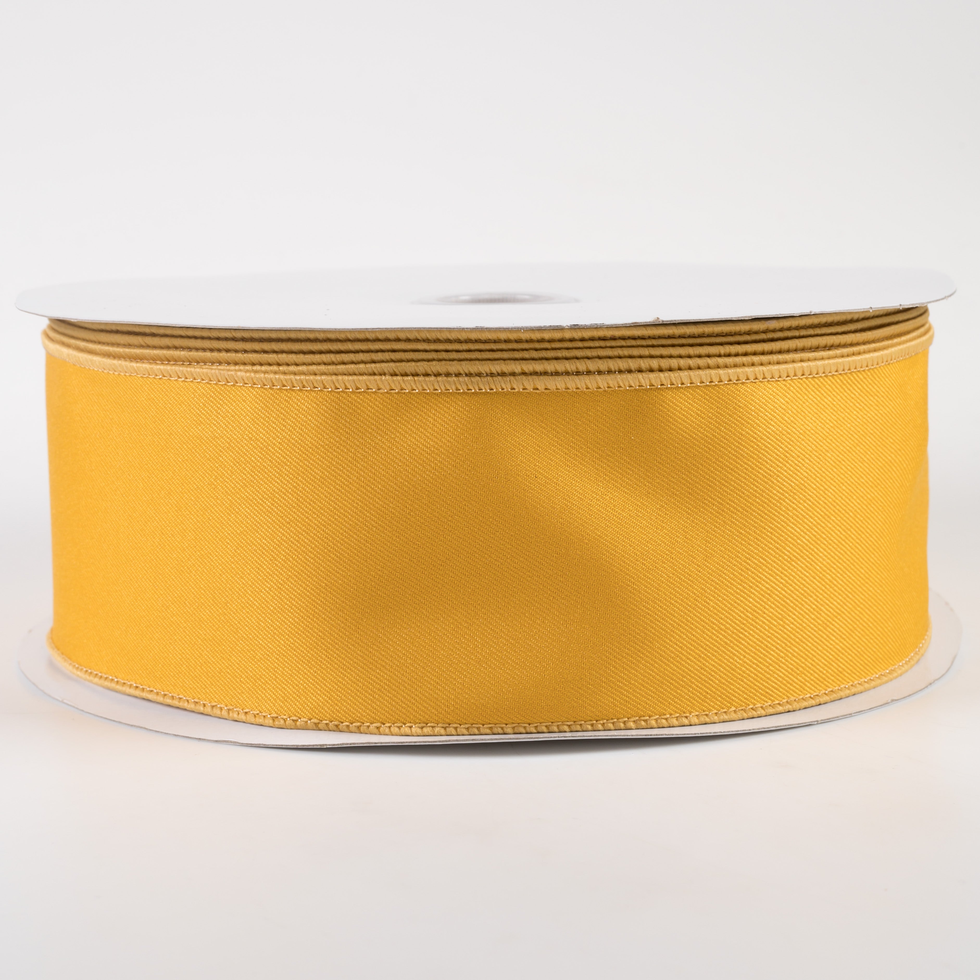 2.5" Diagonal Weave Fabric Ribbon: Dark Yellow (50 Yards)