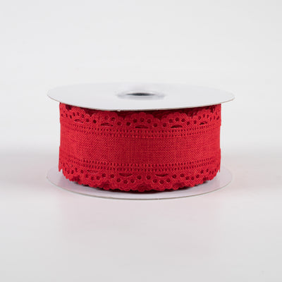 1.5" Scalloped Edge Ribbon: Red (10 Yards)