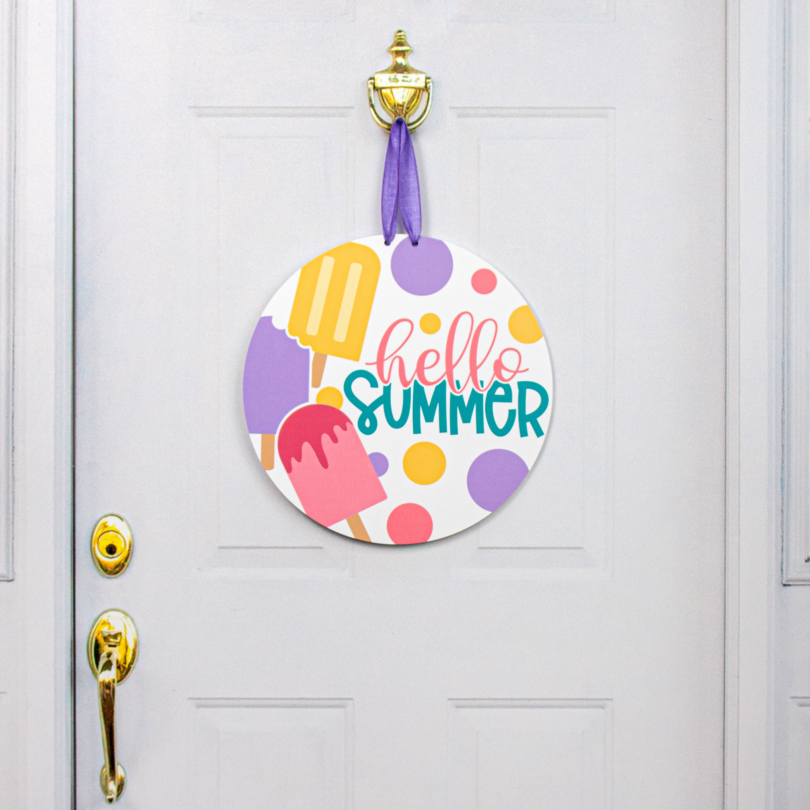 17" Waterproof Door Hanger: Hello Summer Popsicles