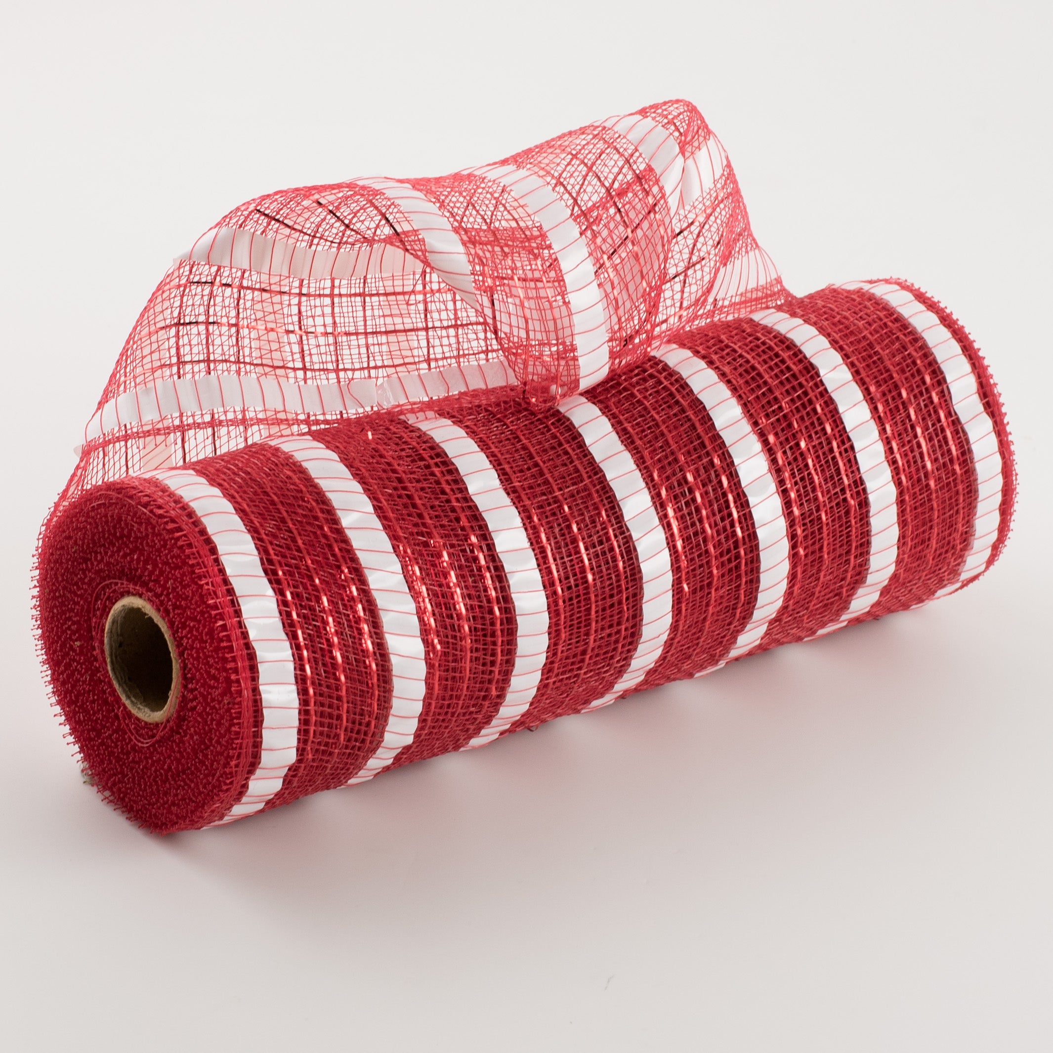 10" XL Wide Foil Stripe Mesh: Red & White