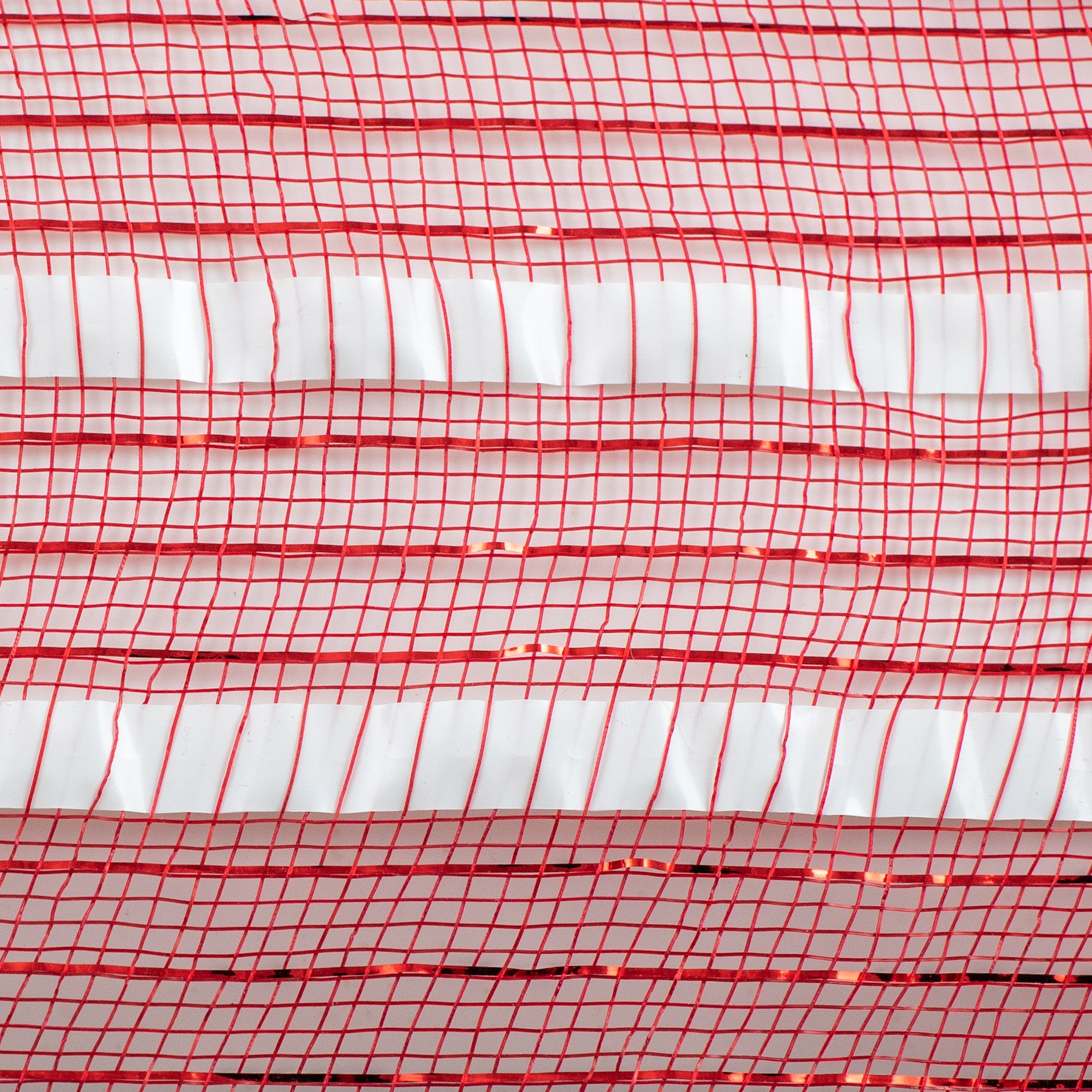 10" XL Wide Foil Stripe Mesh: Red & White