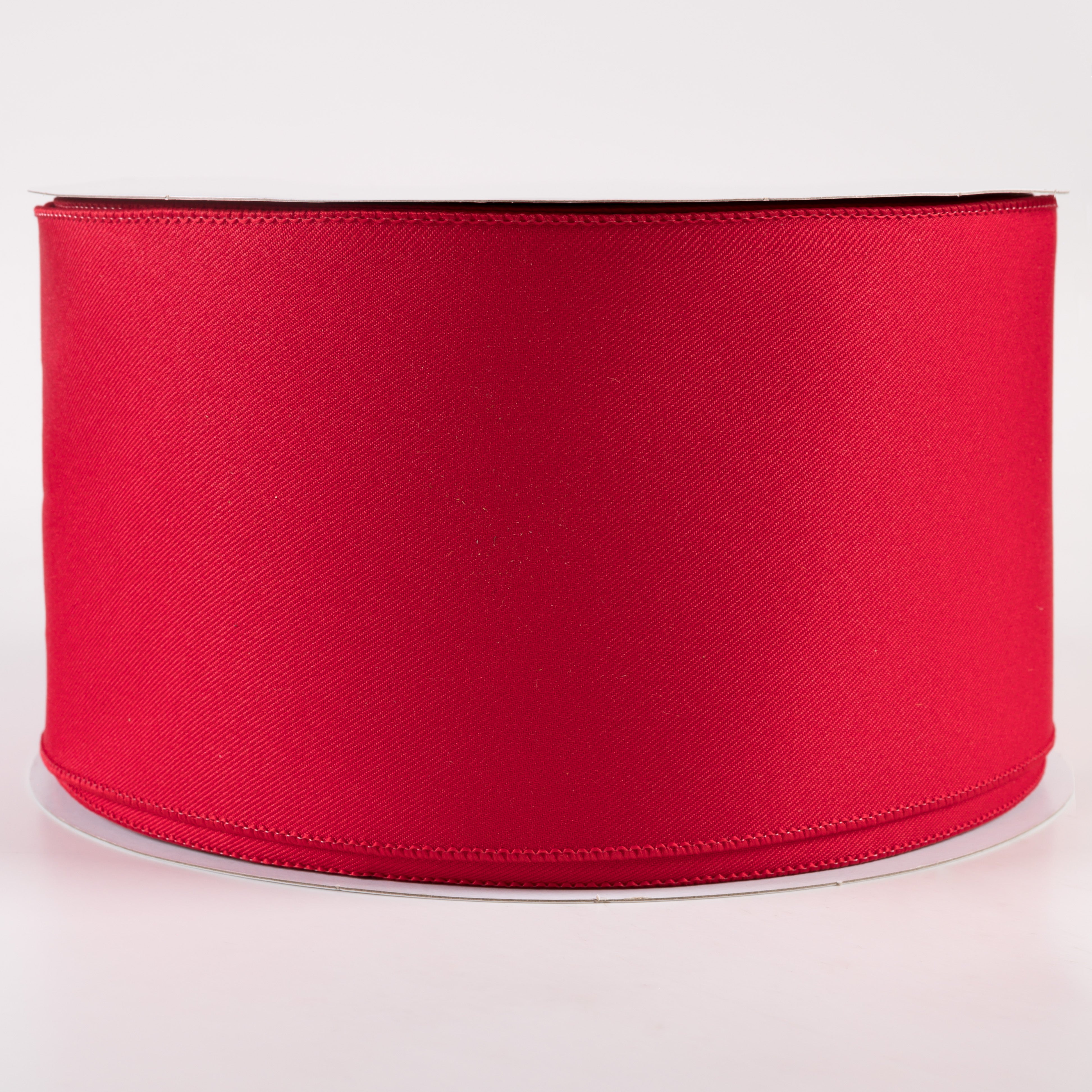 4" Diagonal Weave Fabric Ribbon: Red (50 Yards)