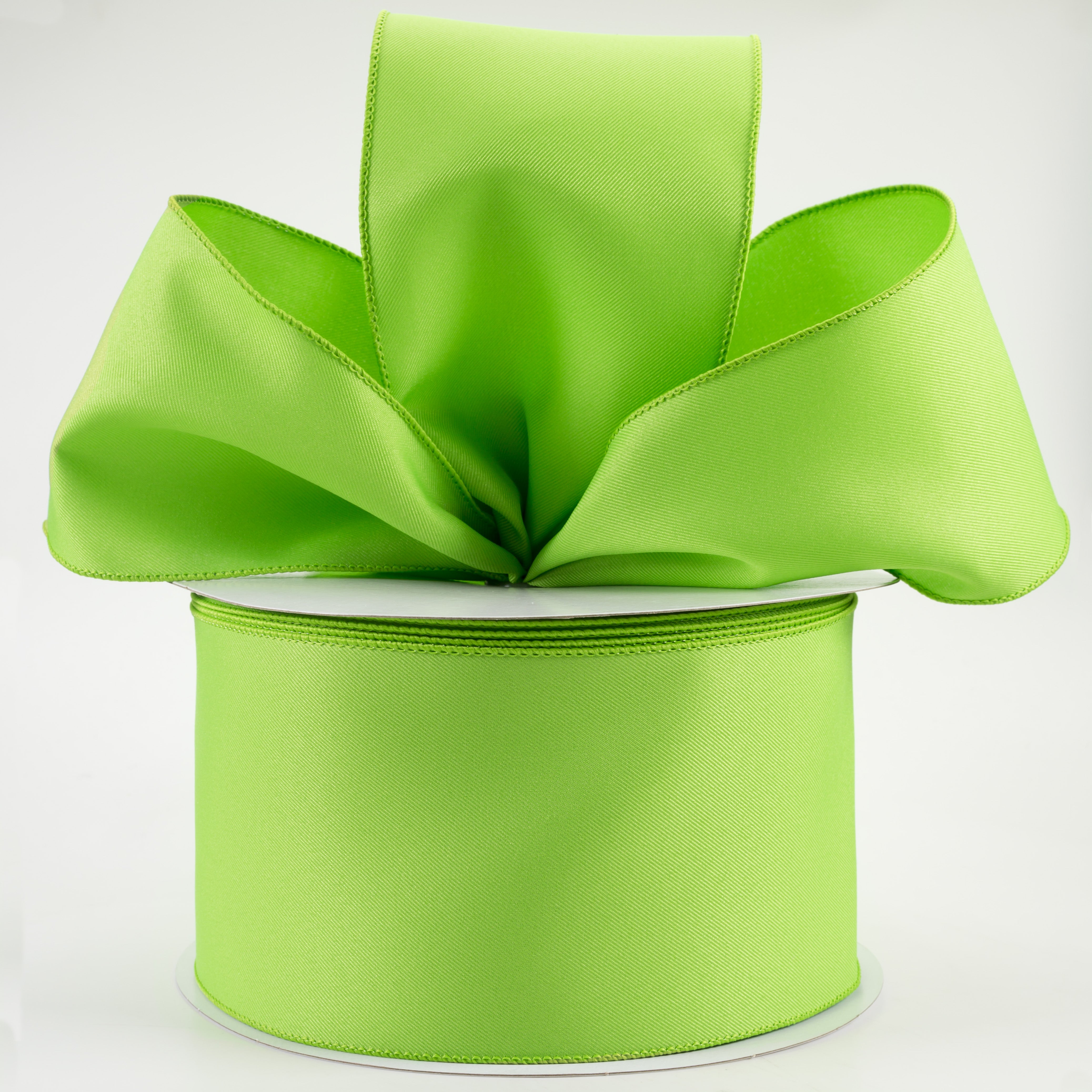 4" Diagonal Weave Fabric Ribbon: Lime Green (50 Yards)