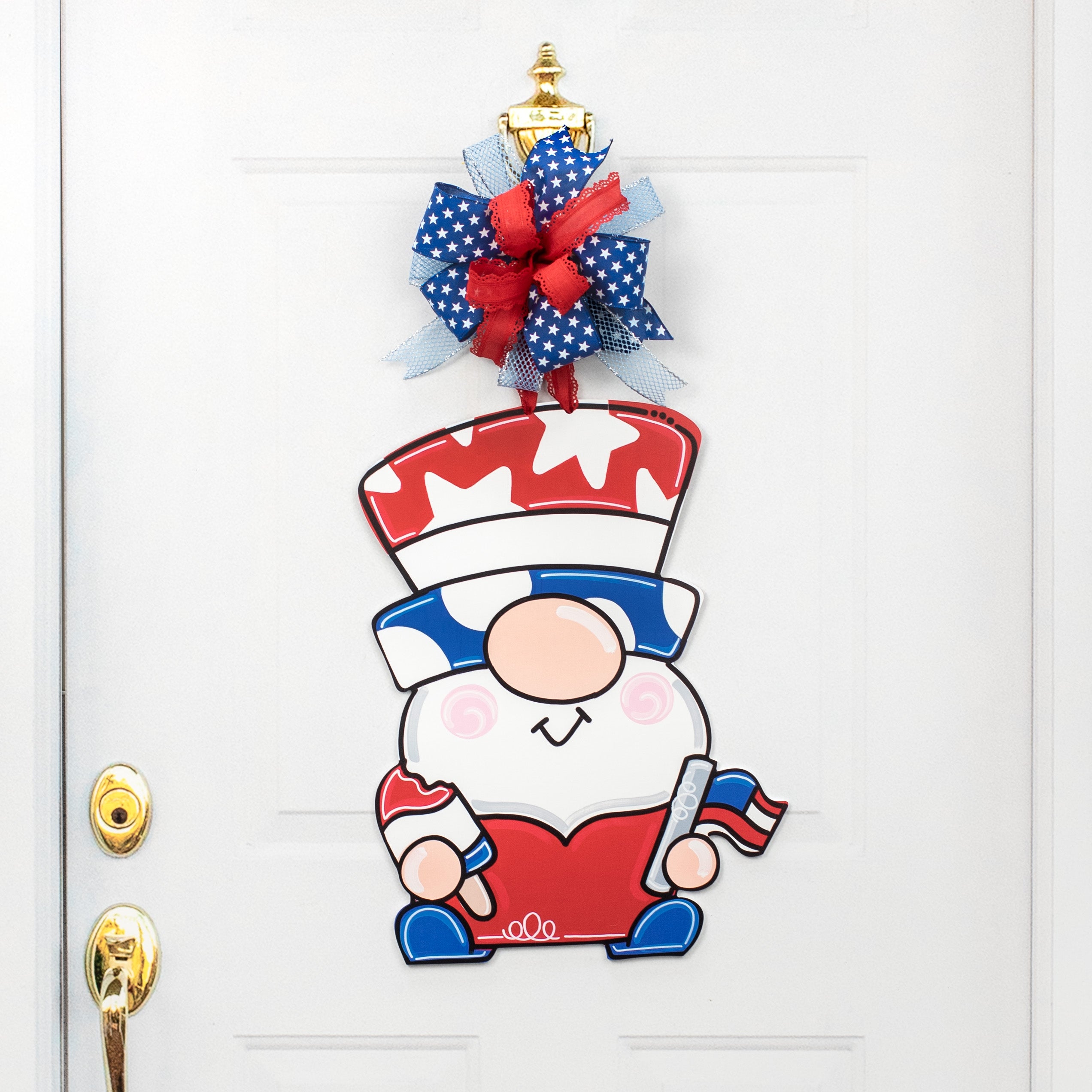 21" Waterproof Door Hanger: USA Gnome