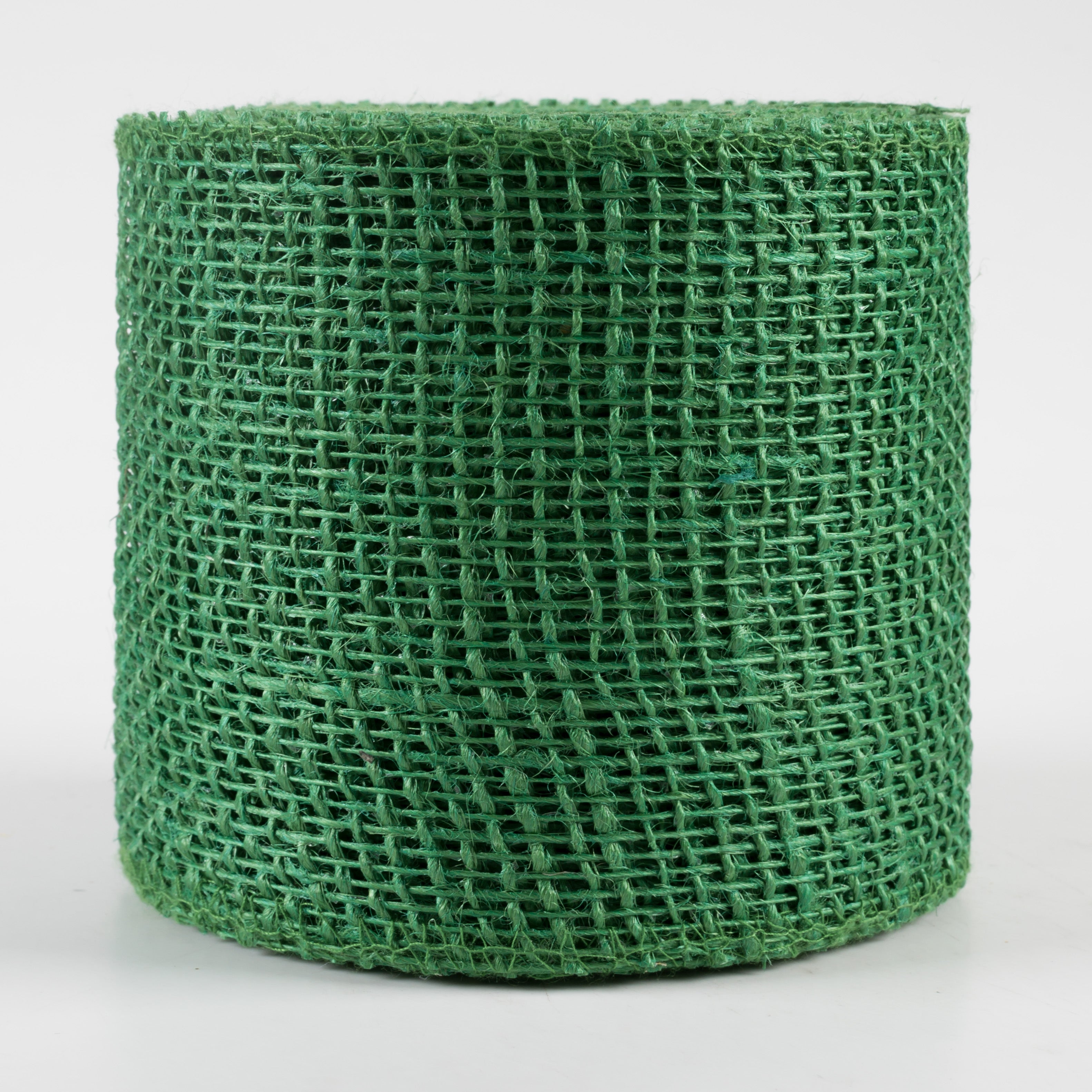 4" Jute Net Burlap Ribbon: Emerald Green (10 Yards)