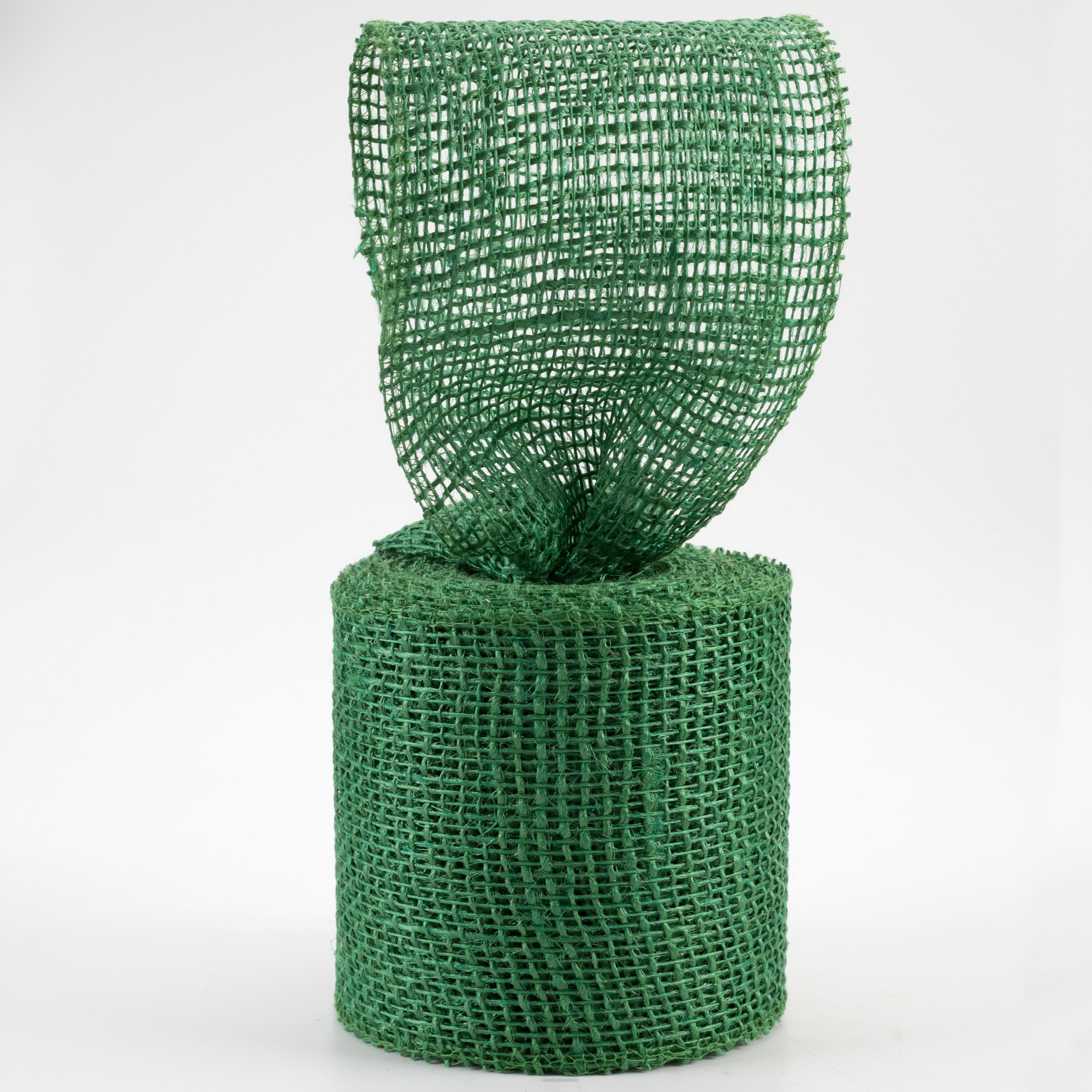 4" Jute Net Burlap Ribbon: Emerald Green (10 Yards)