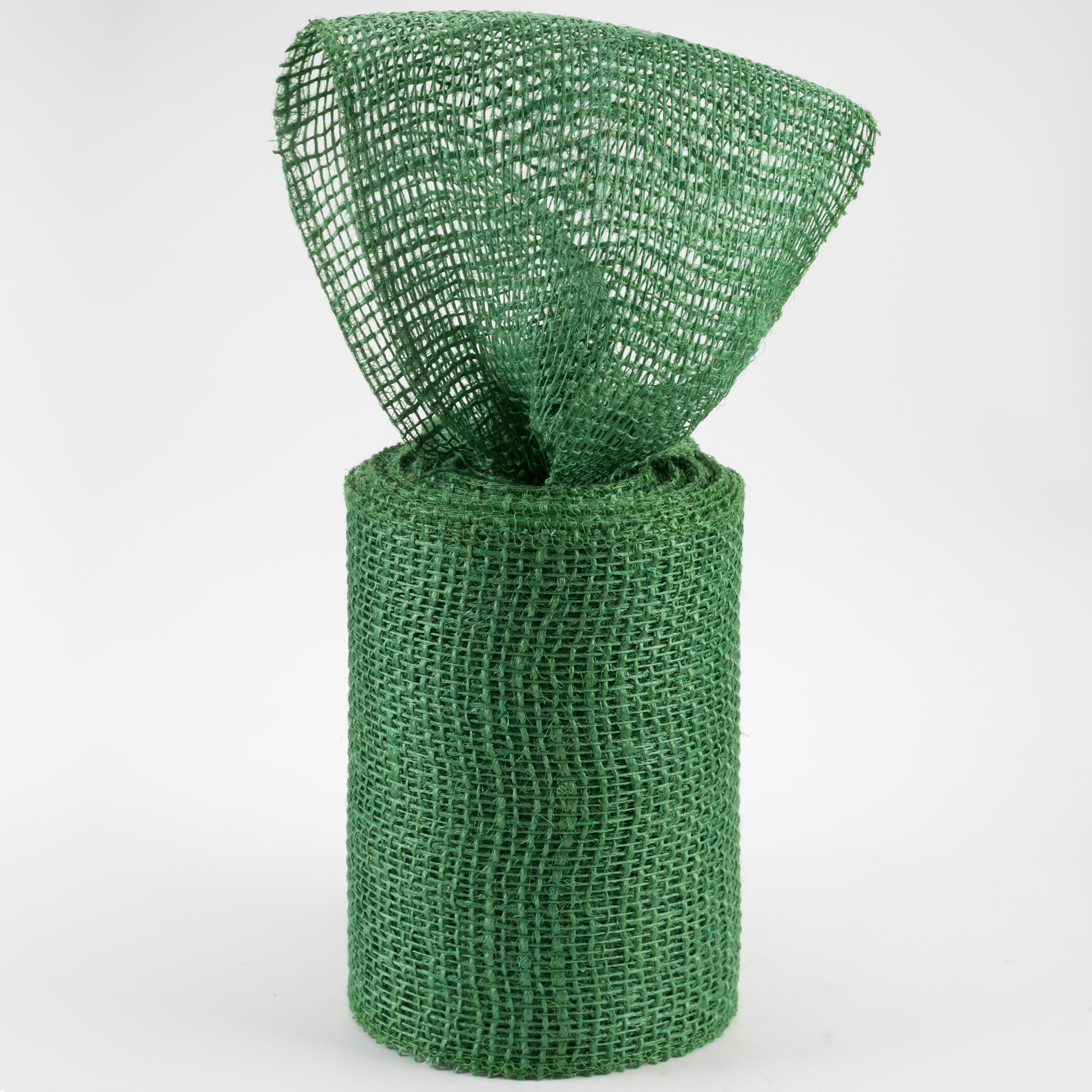 6" Jute Net Burlap Ribbon: Emerald Green (10 Yards)