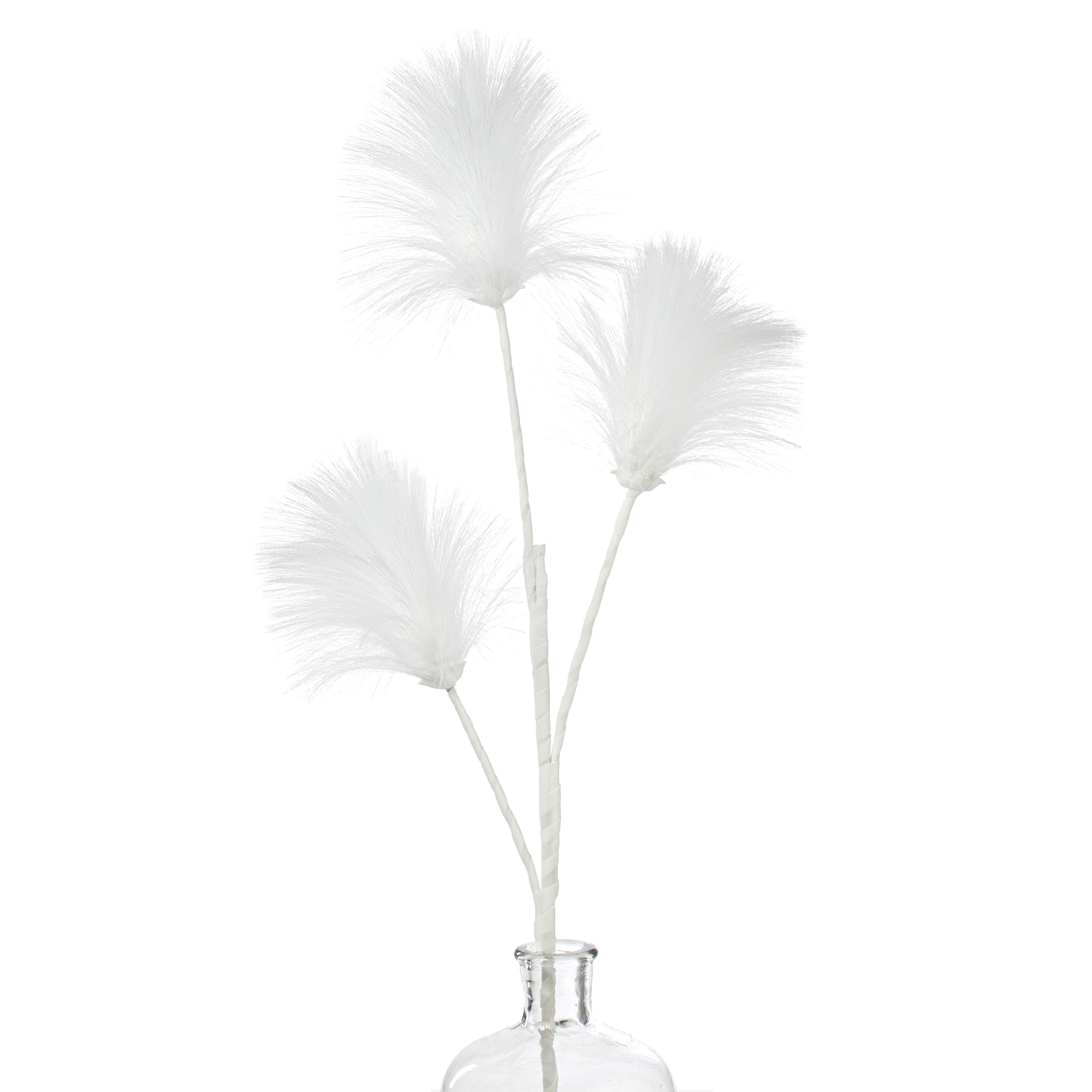 35" Tassel Pouf Flower Stem: White