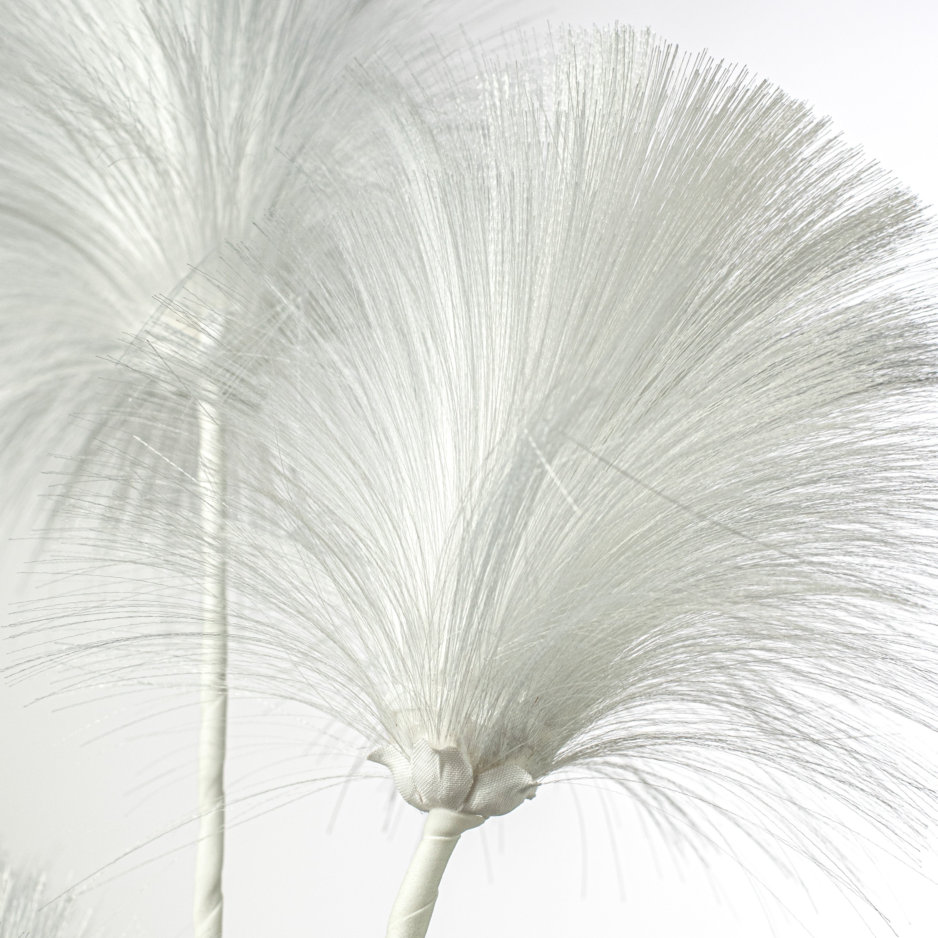 35" Tassel Pouf Flower Stem: White
