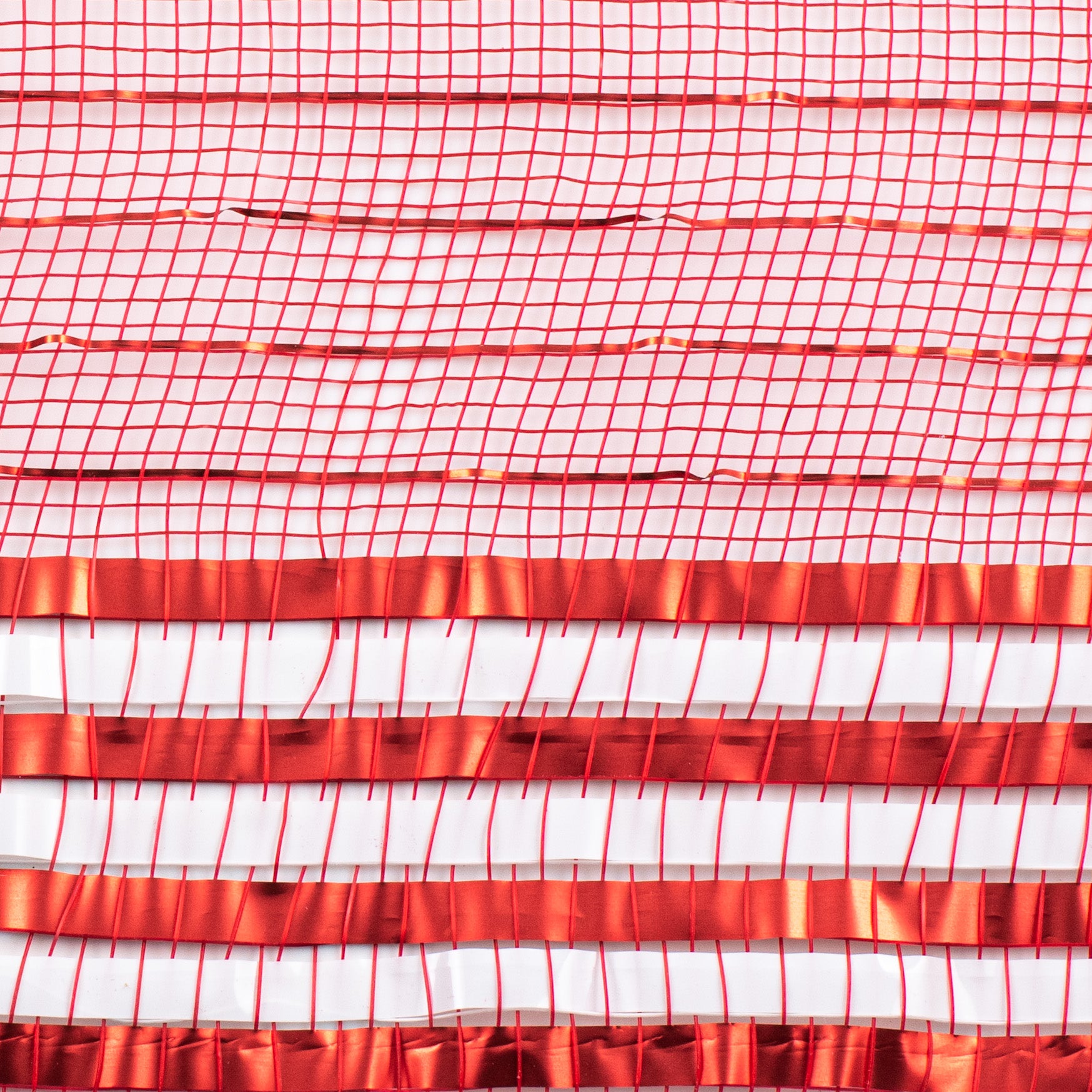 10" Matte XL Wide Foil Border Mesh: Red & White
