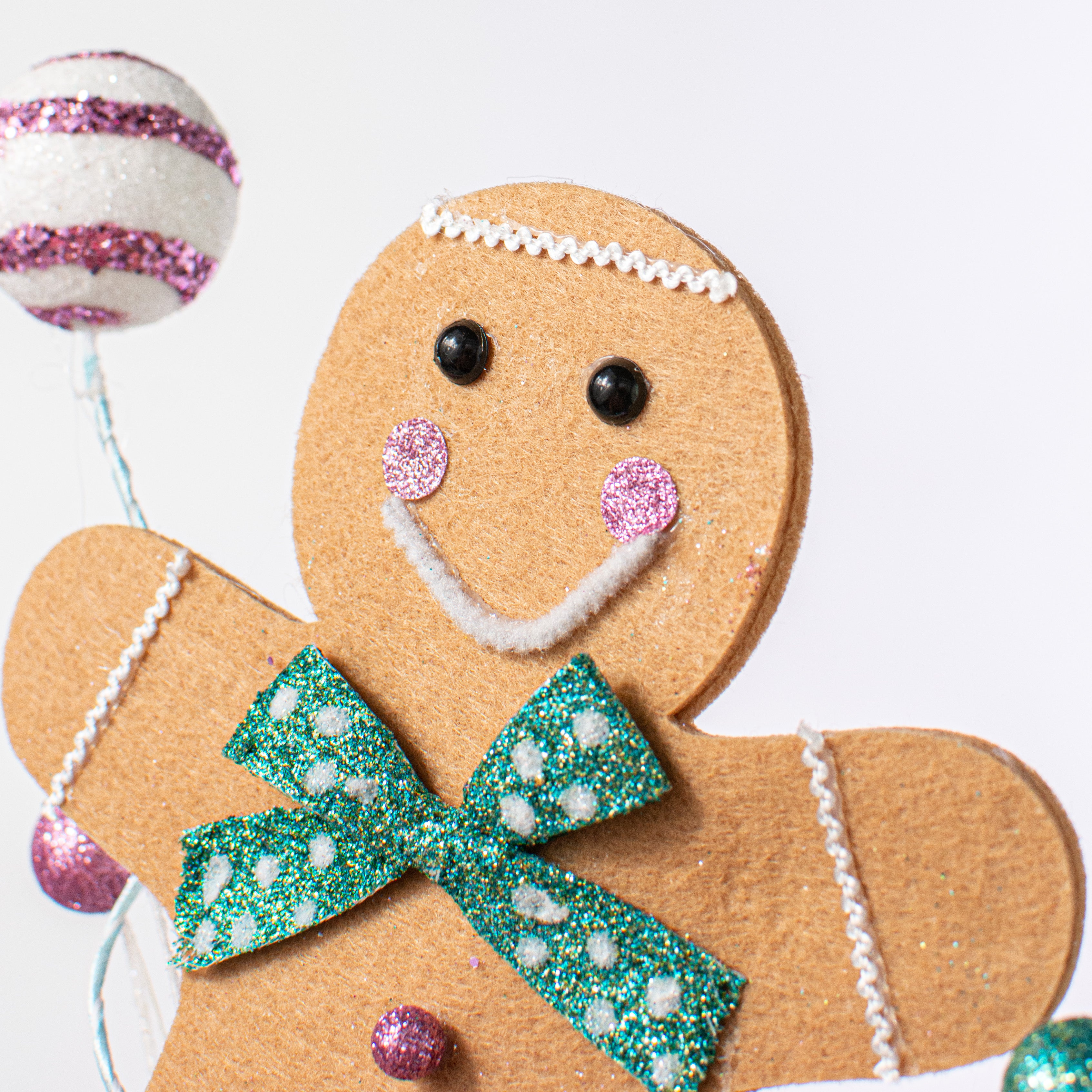 25" Gingerbread Man Candy Spray: Mint & Pink