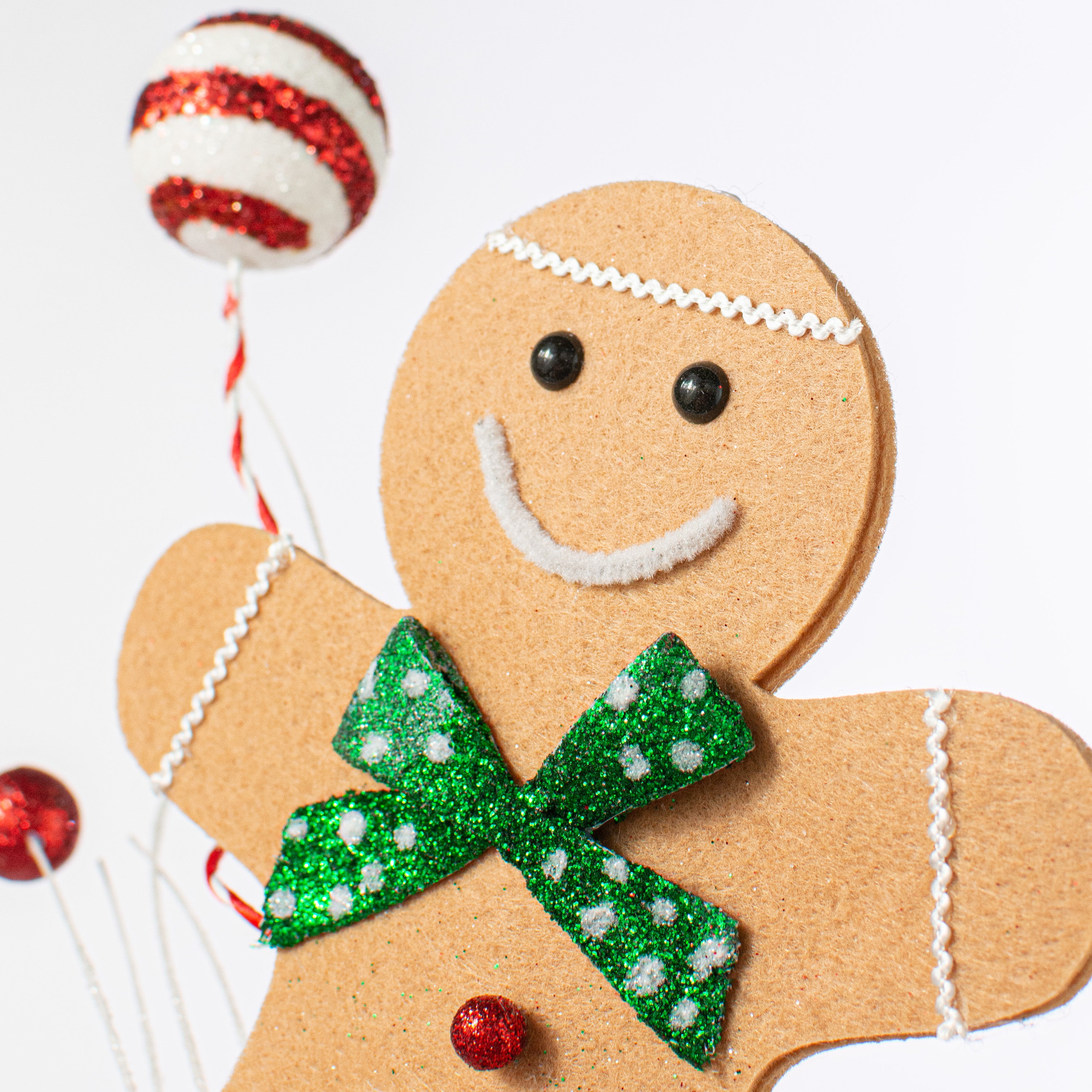 25" Gingerbread Man Candy Spray: Emerald & Red
