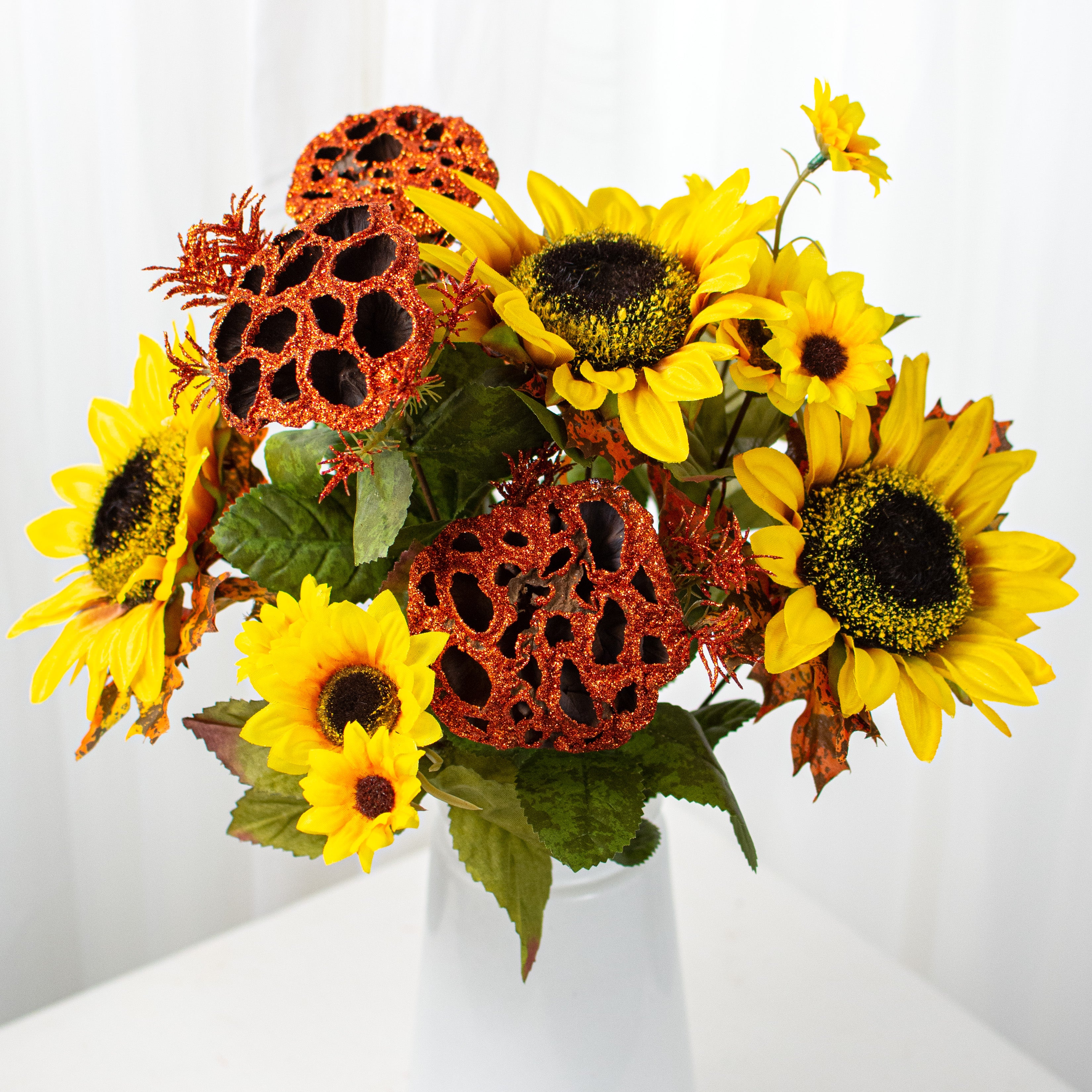 Sunflower & Lotus Pod Bush (9 Stem)