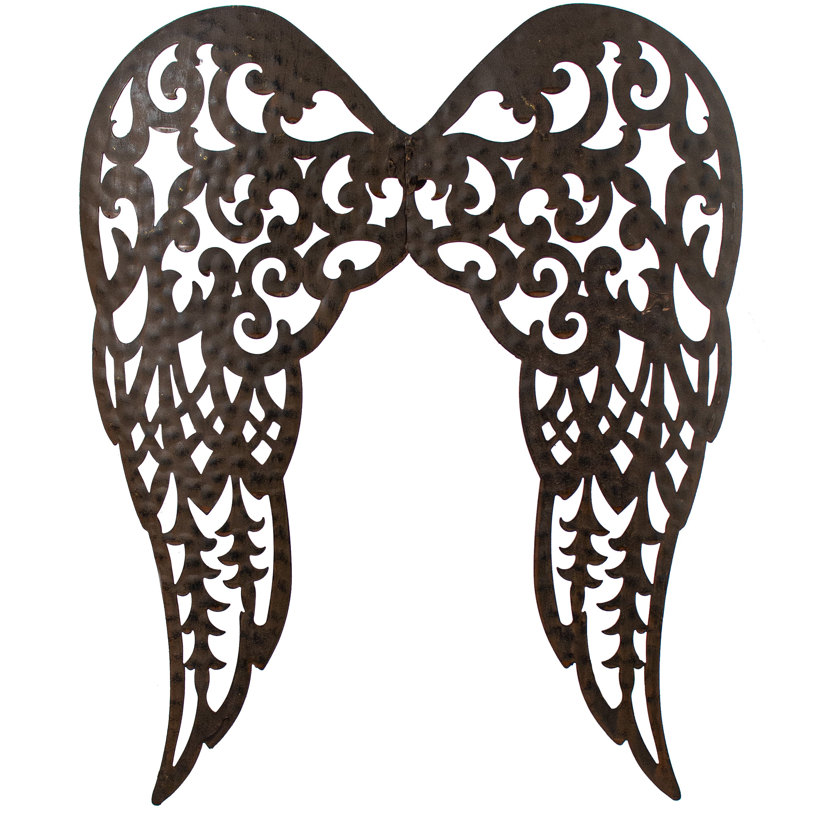 17" Filigree Angel Wings: Antique Rust