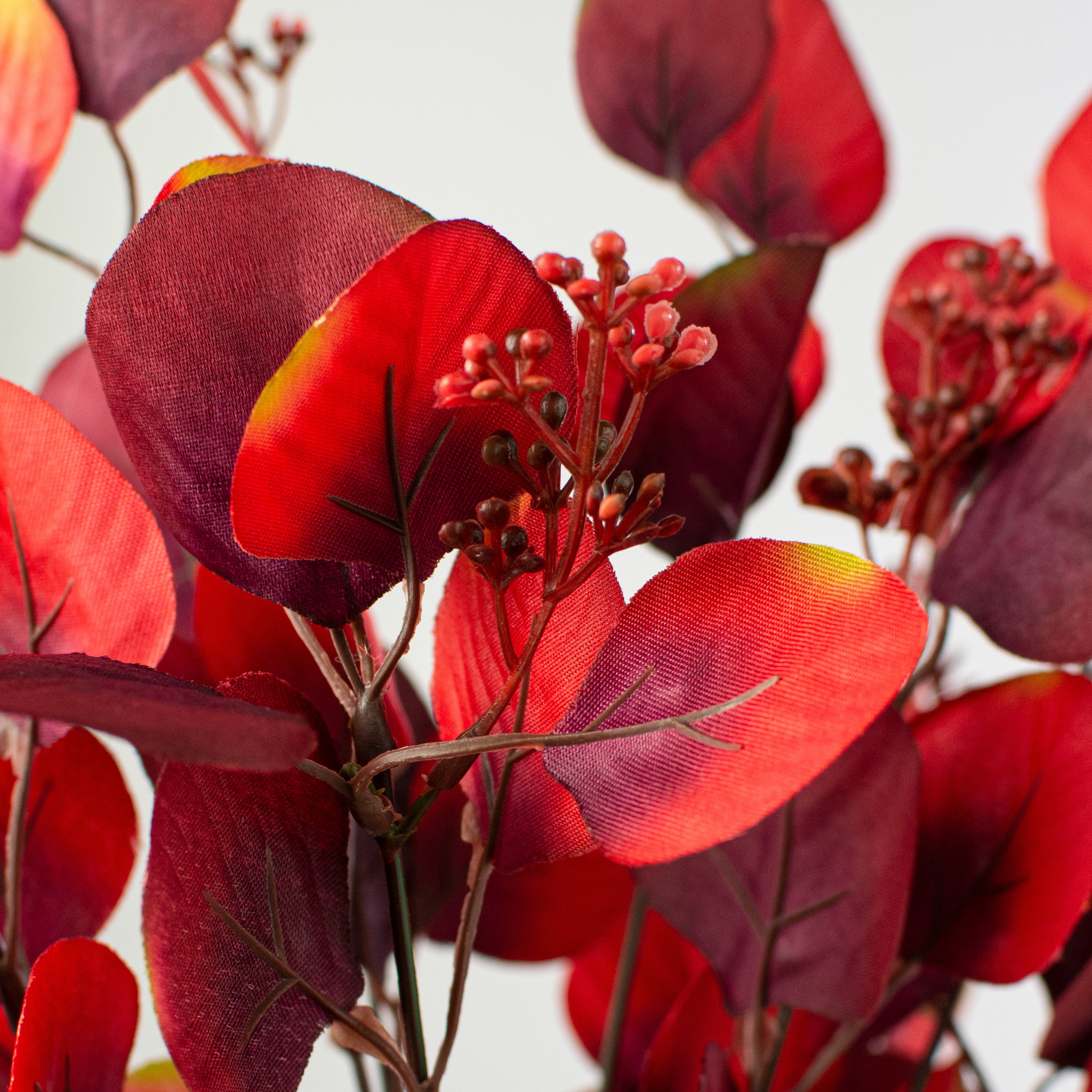 18" Eucalyptus Bush: Red & Burgundy
