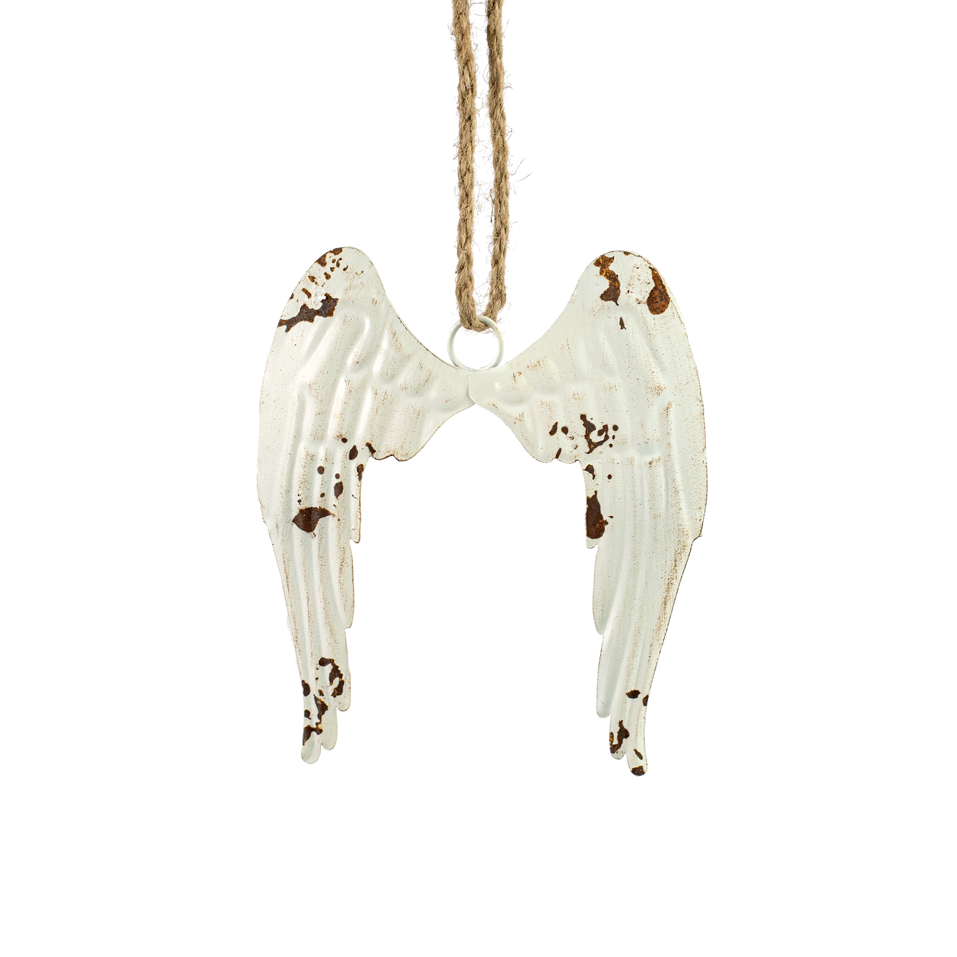 7" Distressed Metal Angel Wings Ornament