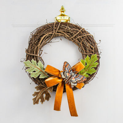 [D Stevens] 6" Embroidered Oak Leaf Clip Ornament: Brown