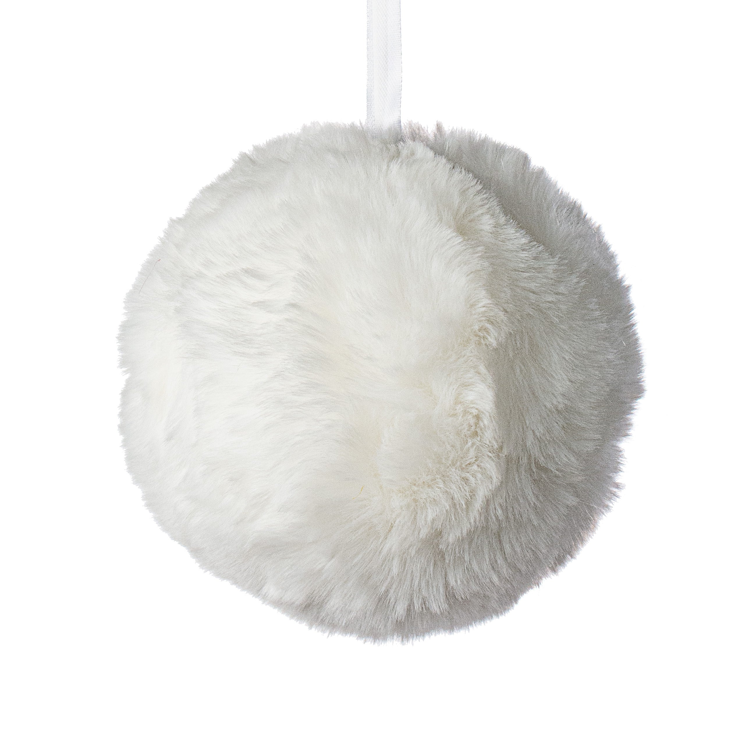 6" Faux Fur Ornament: White