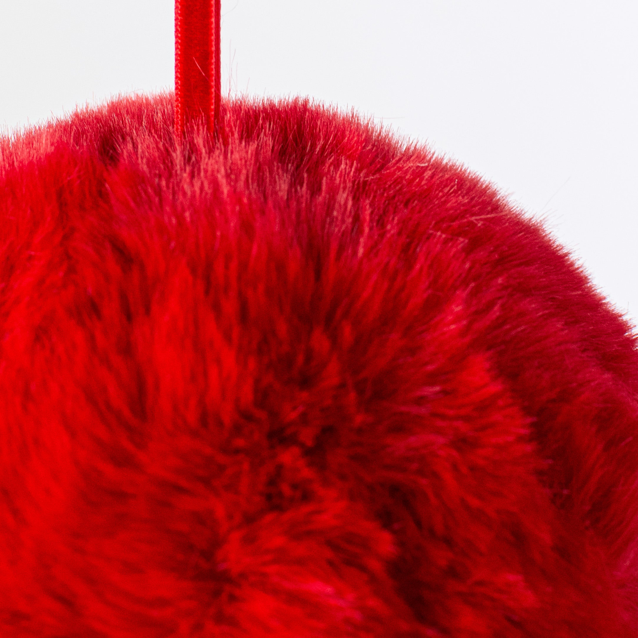 6" Faux Fur Ornament: Red