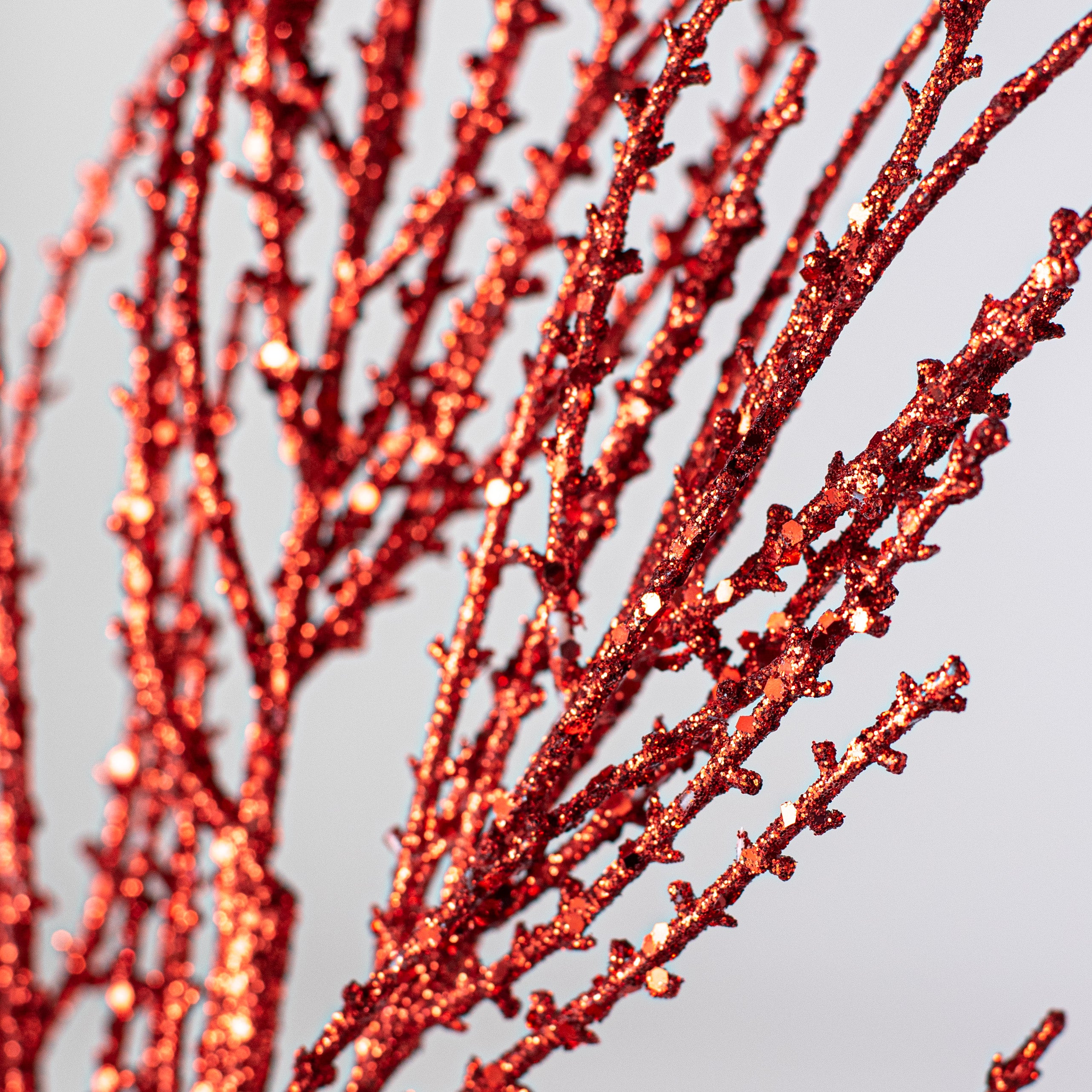 24" Glitter Pine Spray: Red