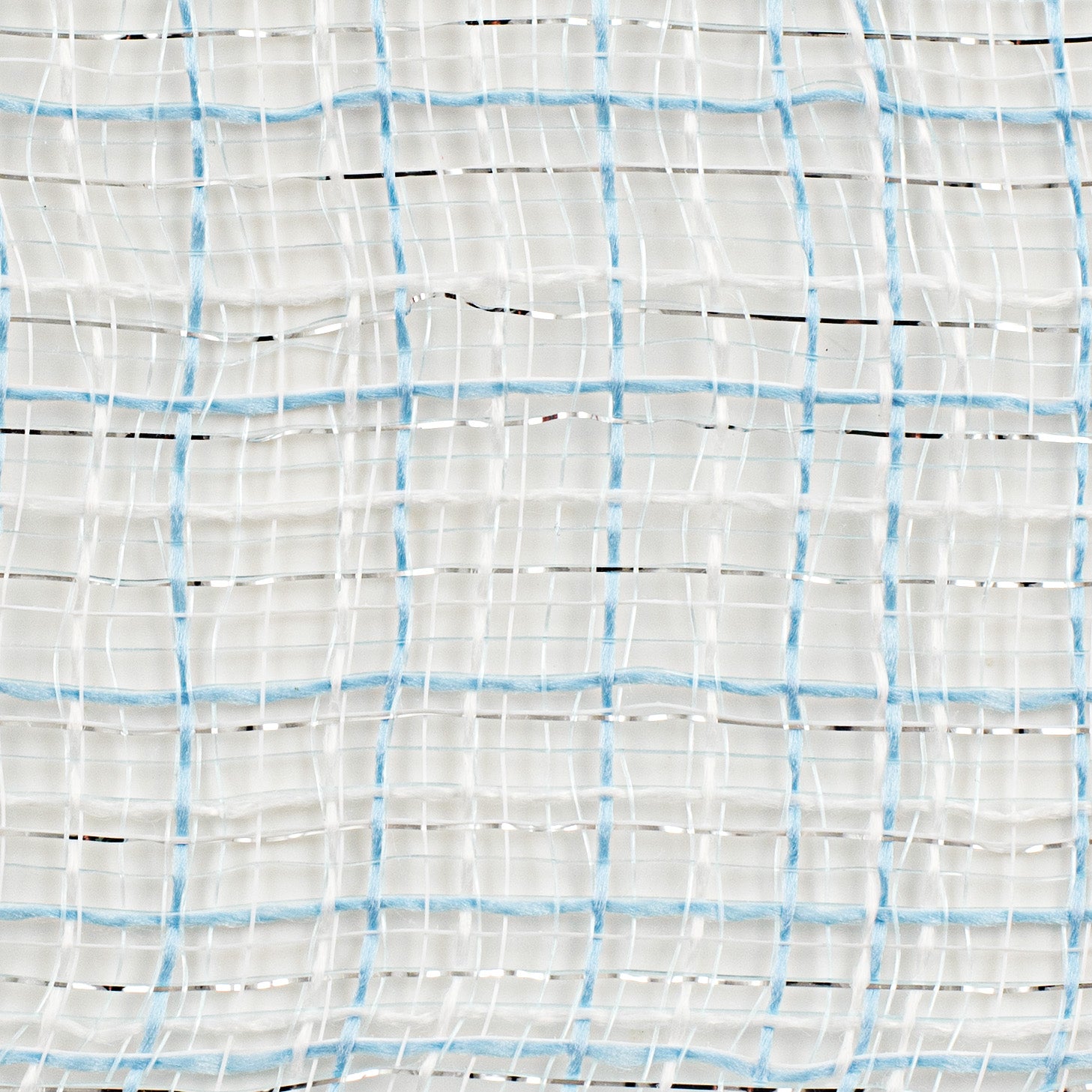 10" Metallic Tweed Mesh: Light Blue, White, Silver