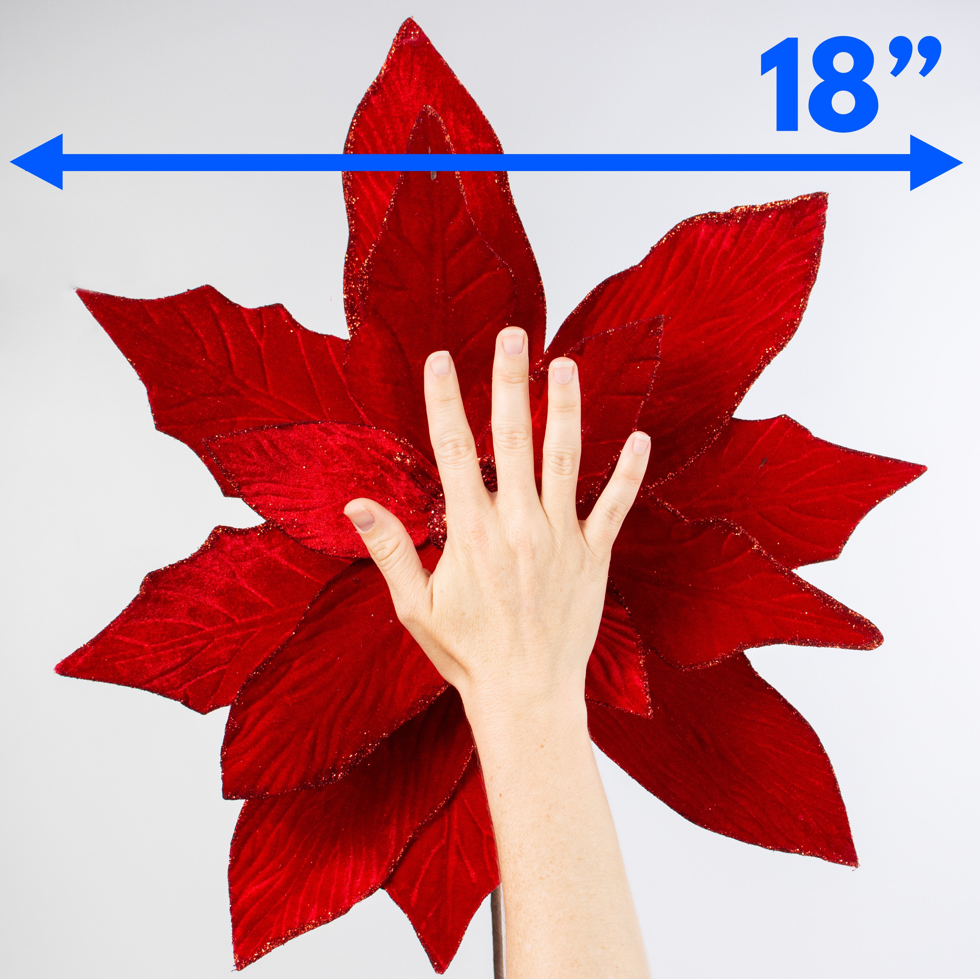 24" Jumbo Poinsettia Stem: Red