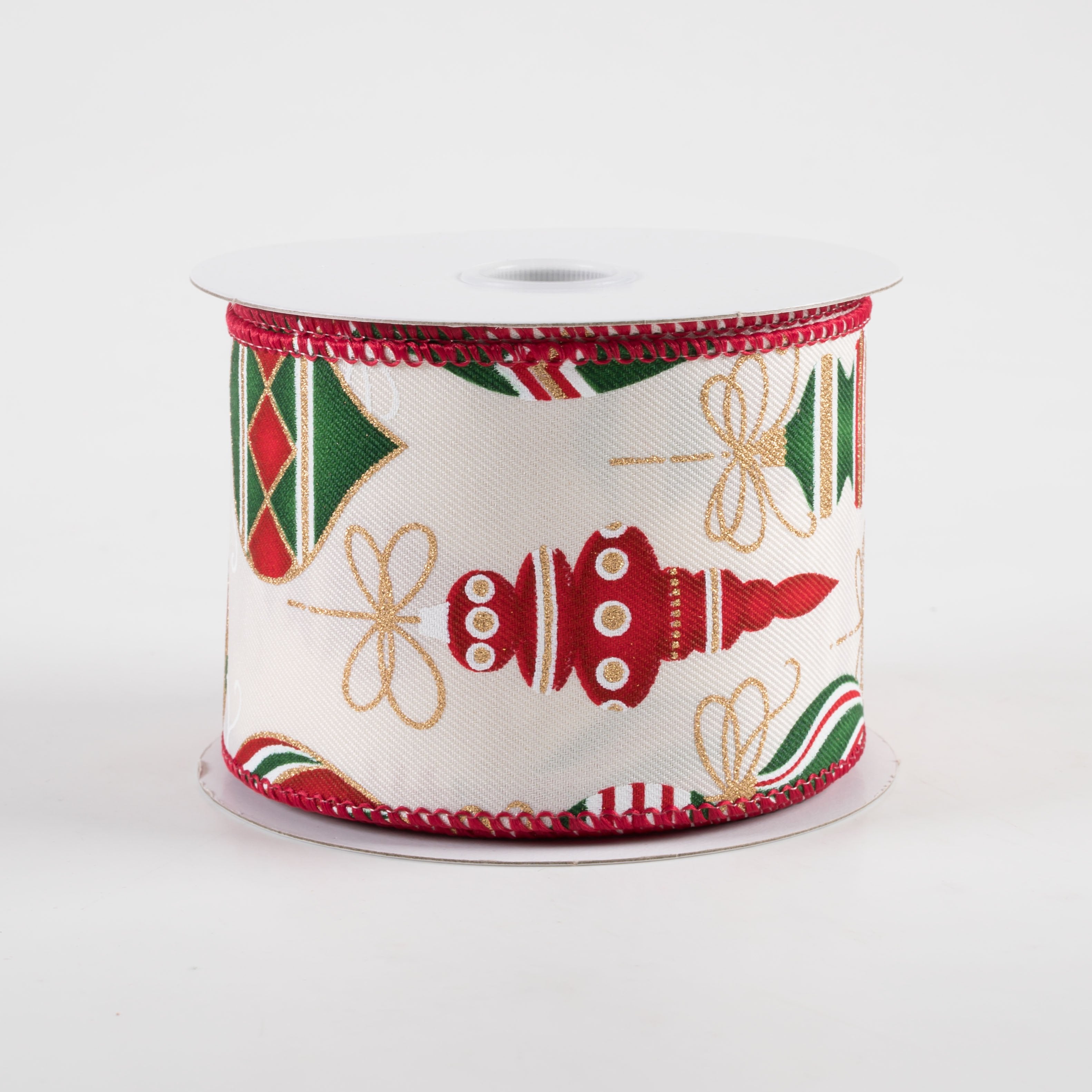 2.5" Ornaments Ribbon: Ivory, Red, Green, Gold (10 Yards)