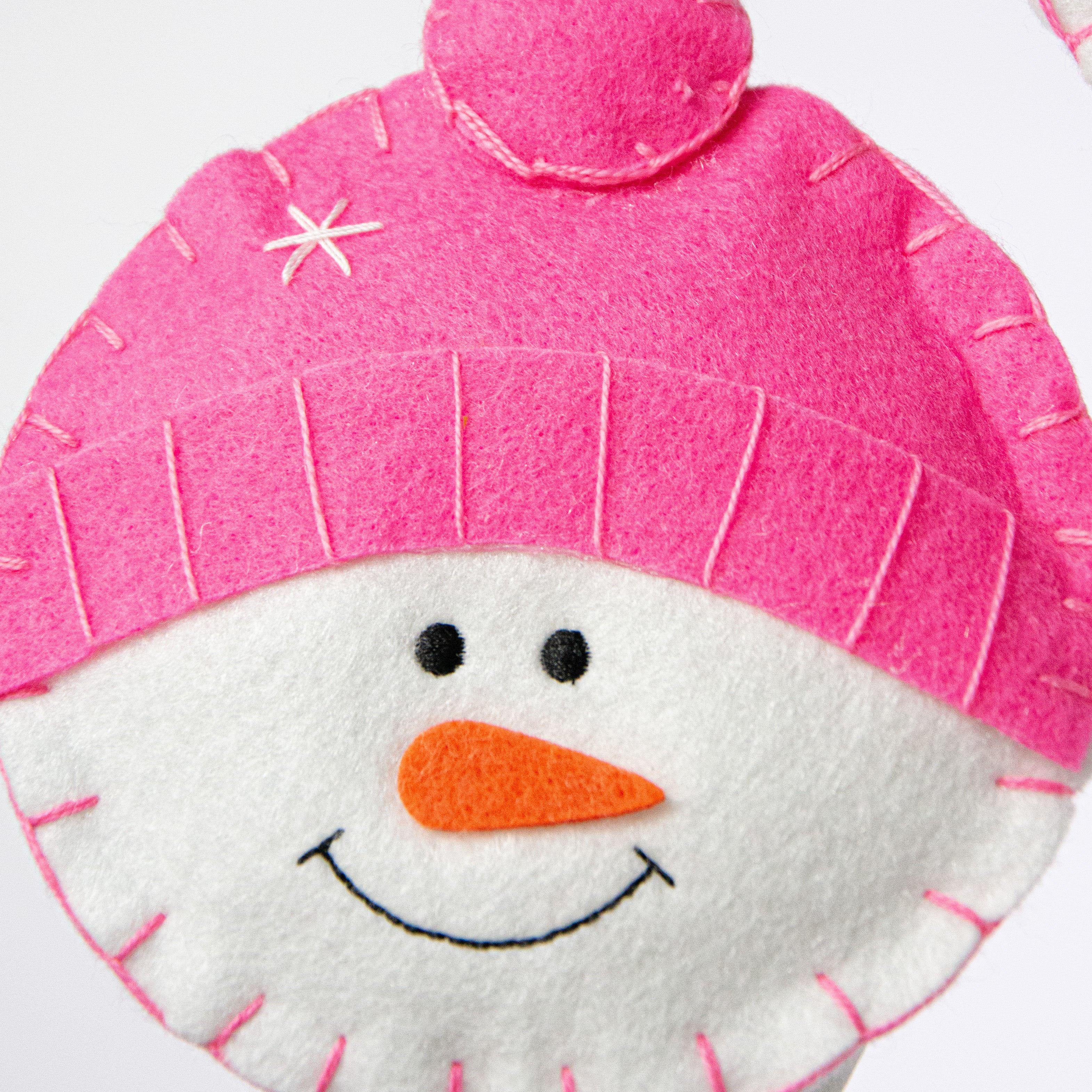 25" Plush Snowman Head Spray: Pink